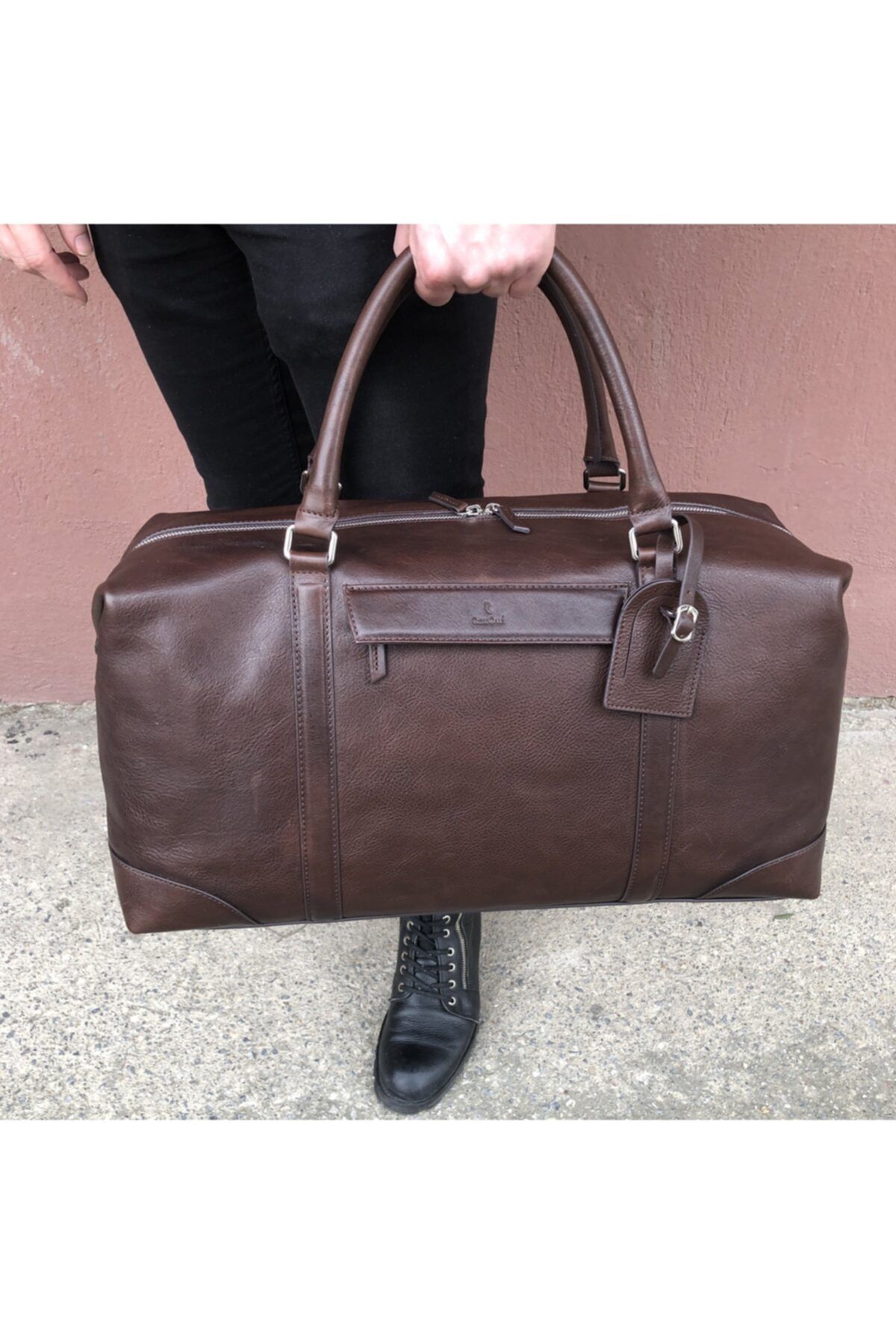 RexOwl Leather Unisex Kahve Hakiki Deri Orta Boy Seyahat Çantası