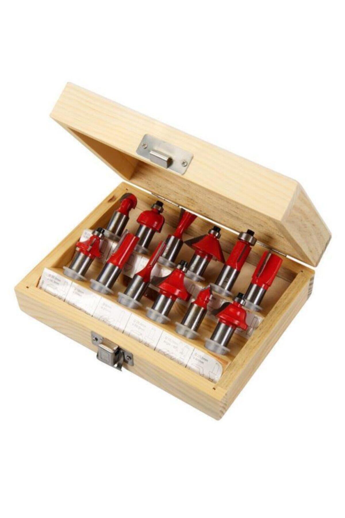 DepoMega 12 Parça Freze Uç Ahşap Oyma Ağaç Delme 12 Mm Özel Çantalı Set