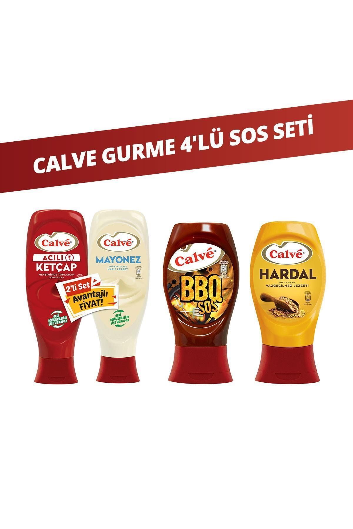 Calve Acılı Ketçap 600 gr + Yağı Azaltılmış Mayonez 540 gr + Bbq Sos 290 gr + Hardal 250 gr