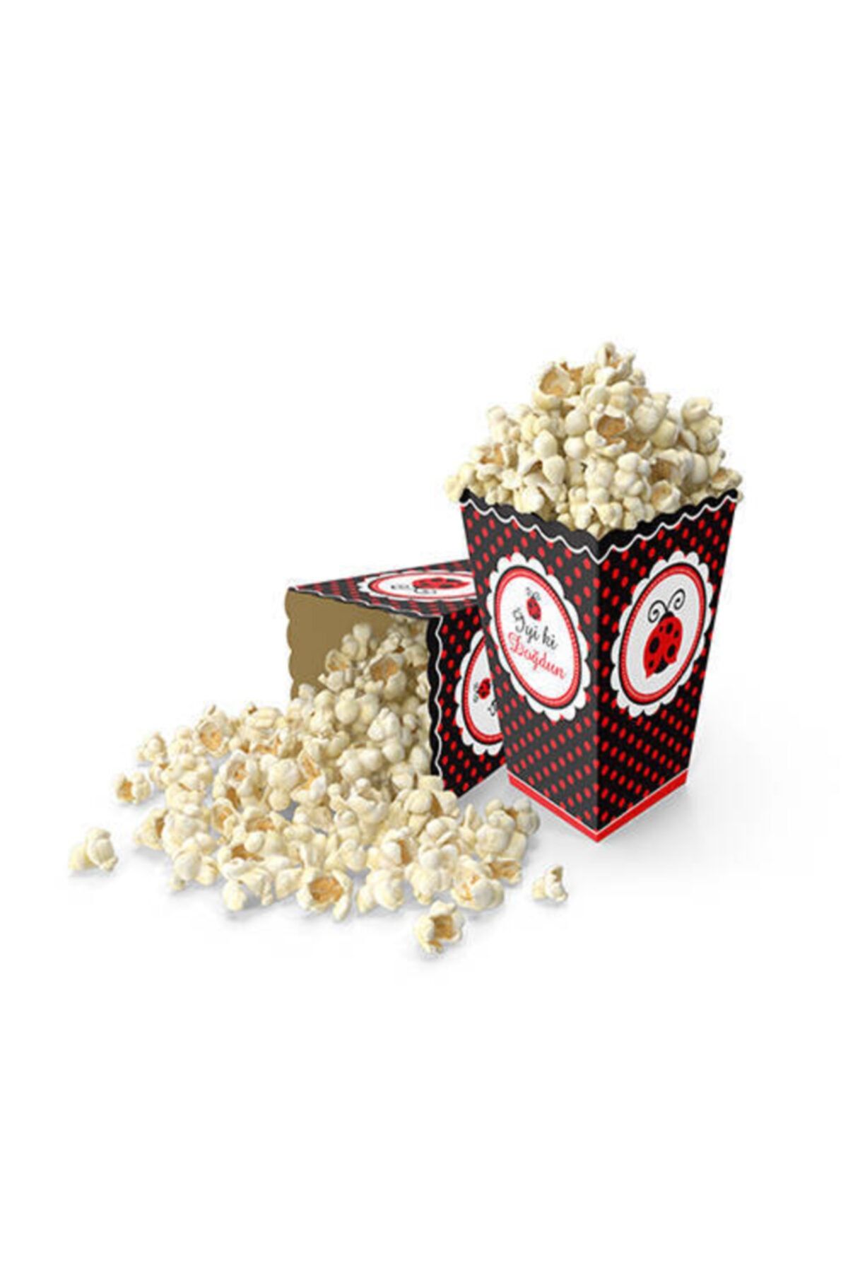 Doğumgünü Marketim Uğur Böceği Patlamış Mısır Popcorn Kutusu