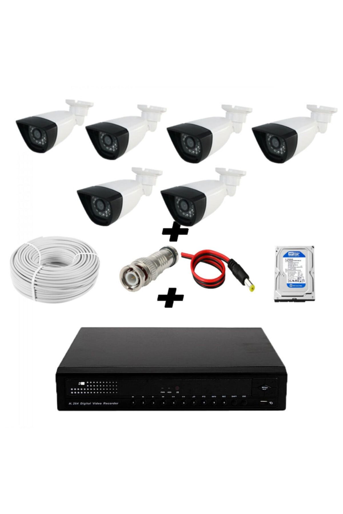 Eworld 4 Mp Full Hd Gece Görüşlü Ahd Güvenlik Kamerası (6'lı Paket) Kayıt Cihazı Ve Tüm Donanımlar