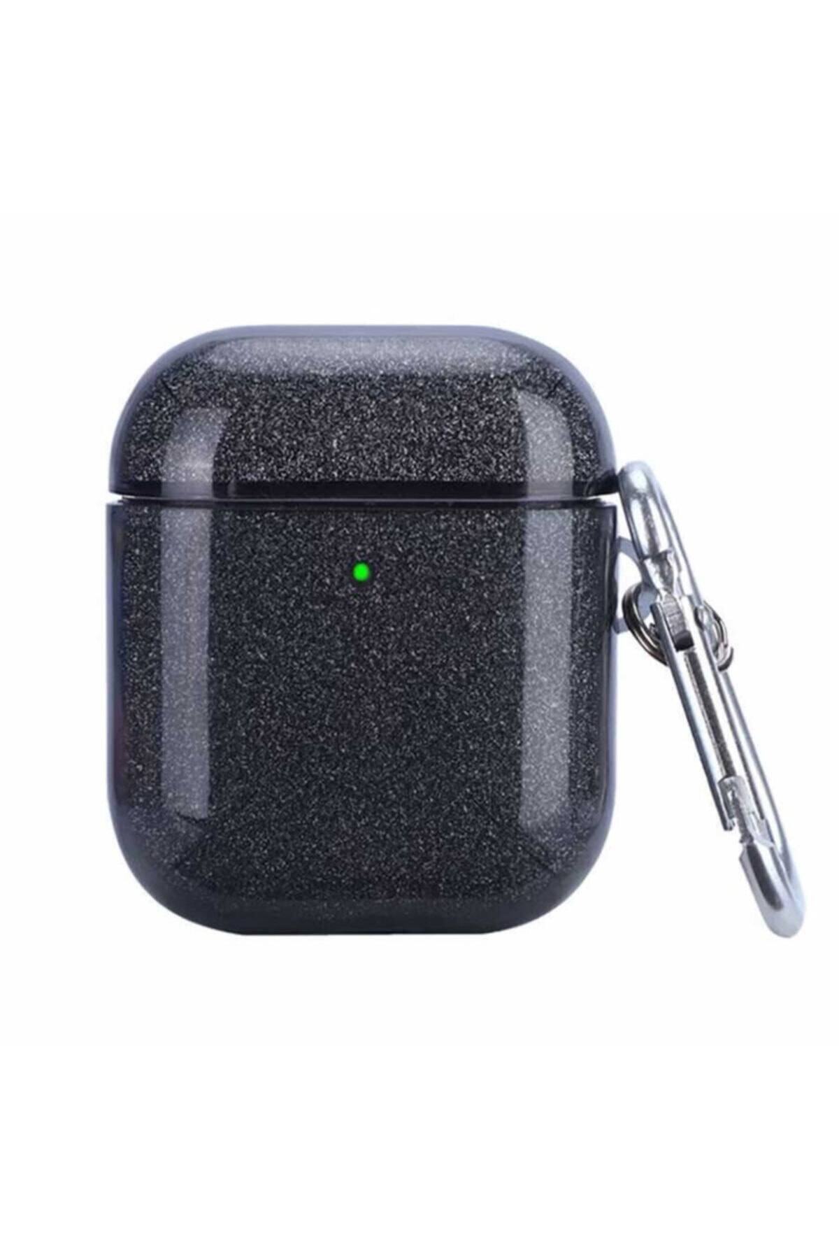 CaseWorld Airpods Uyumlu Simli Renkli Kılıf - Siyah