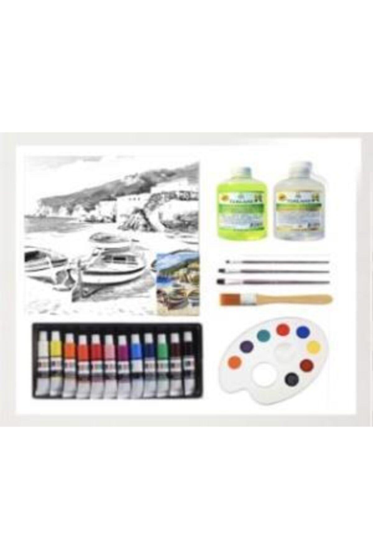 Cem Kurumsal Kırtasiye Hazır Örnekli Çizilmiş 25x35cm Tuval Renkli Kayıklar-3