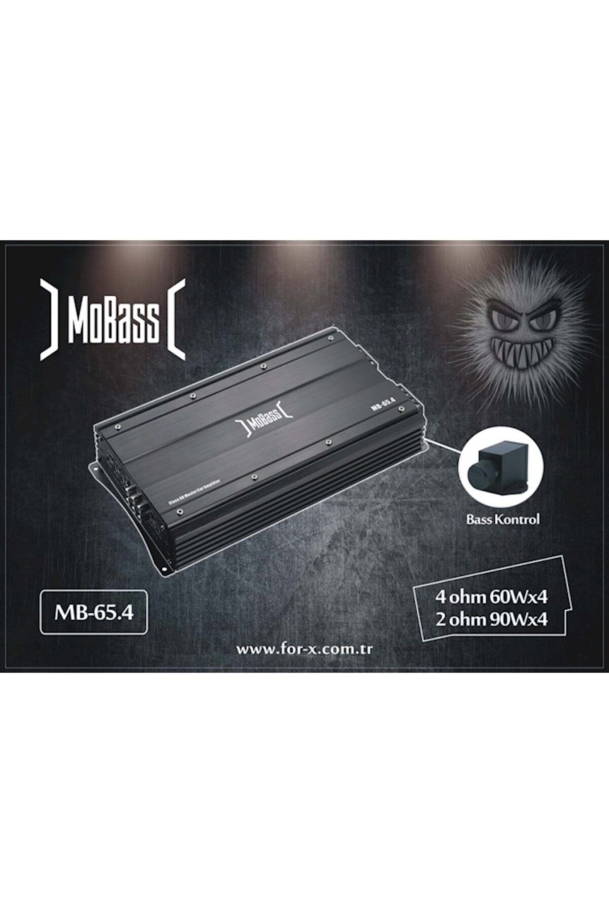 MOBASS Mb-65.4 (2x200w Bass Kontrollü) Stereo Oto Anfi