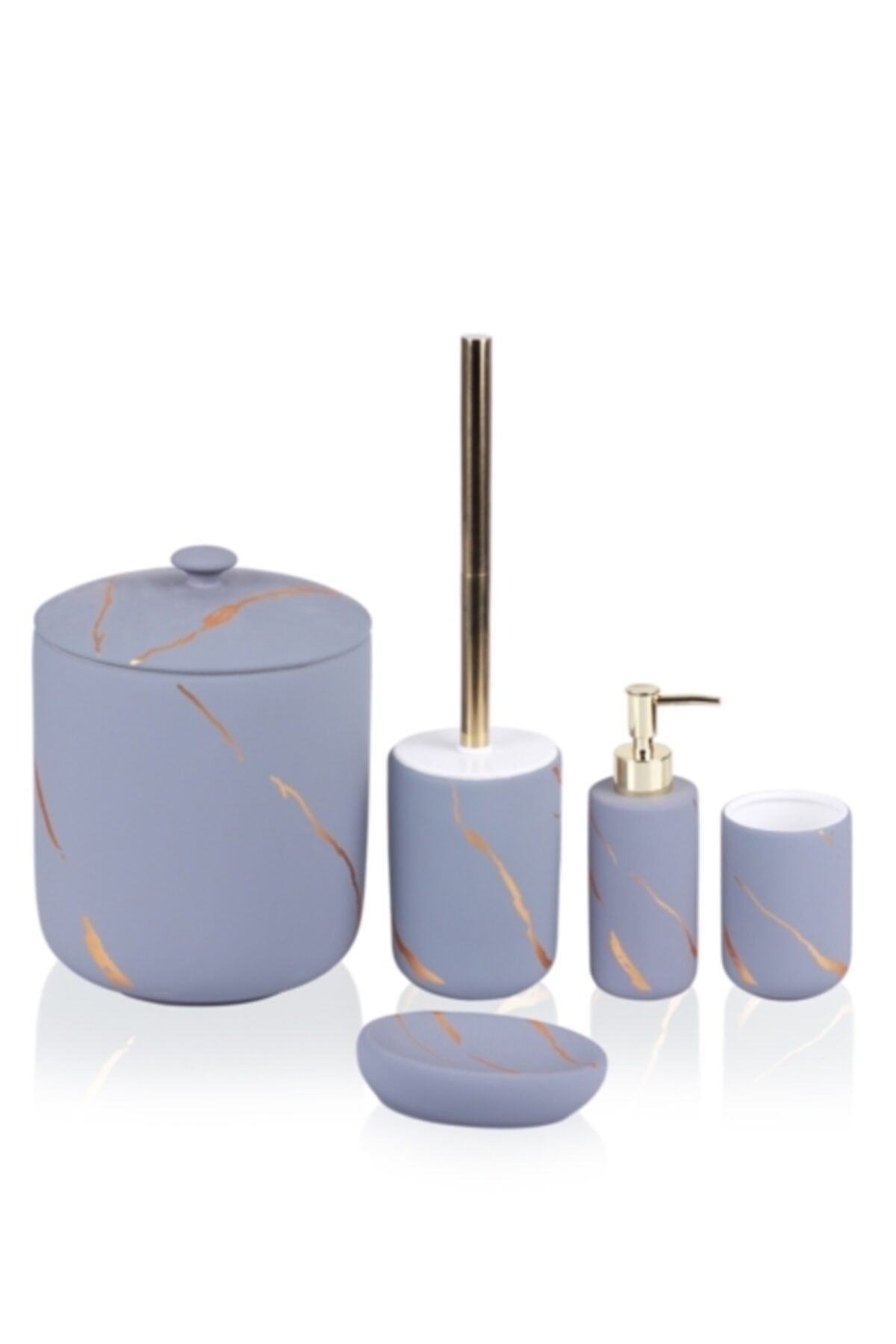 LEONS HOME Brenna 5li Seramik Mermer Desen Banyo Set