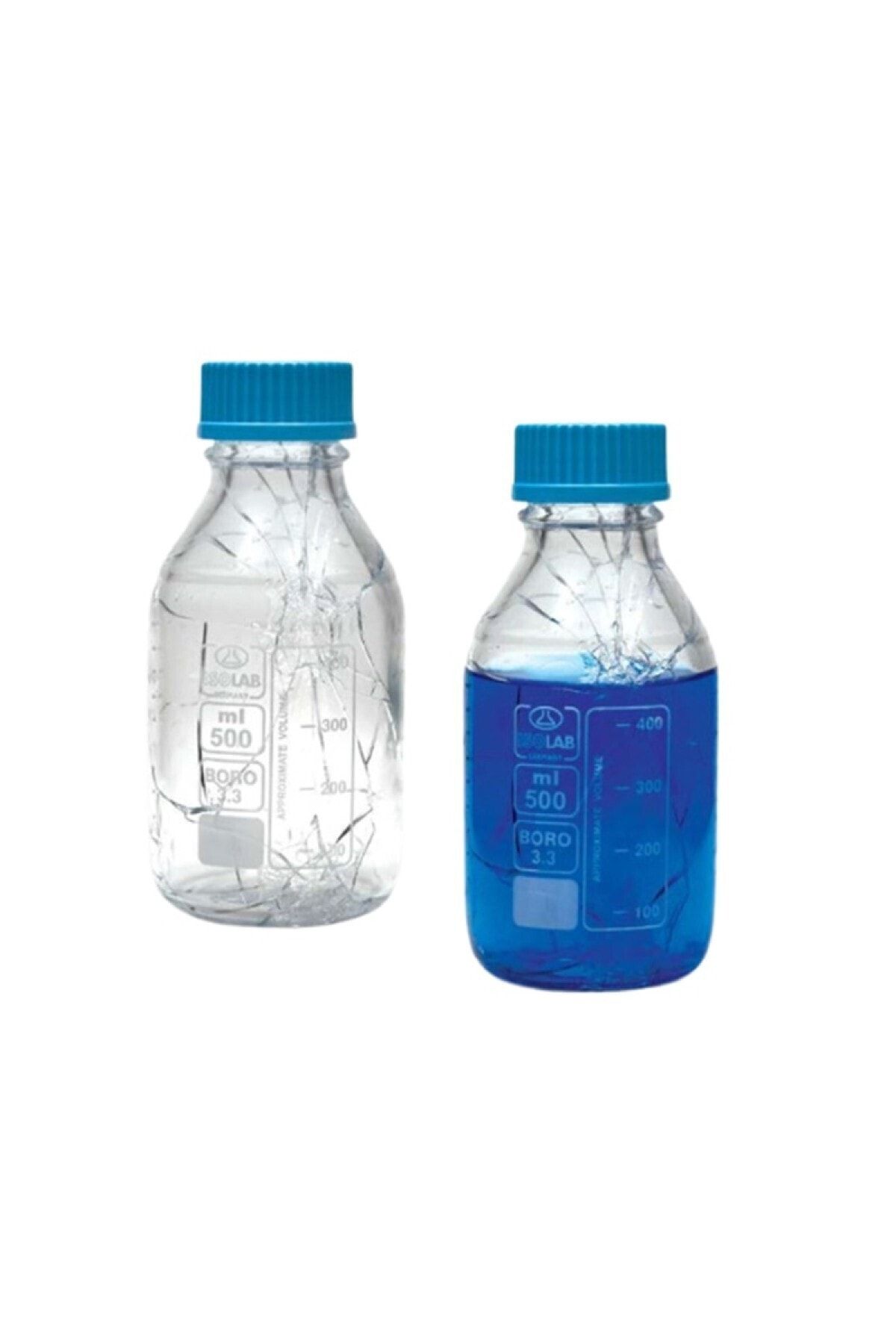 ISOLAB 061.01.250c Şişe - Borosilikat Cam - Şeffaf - Vidalı Kapaklı - 250 ml - Yüzey Kaplı (1 Adet)