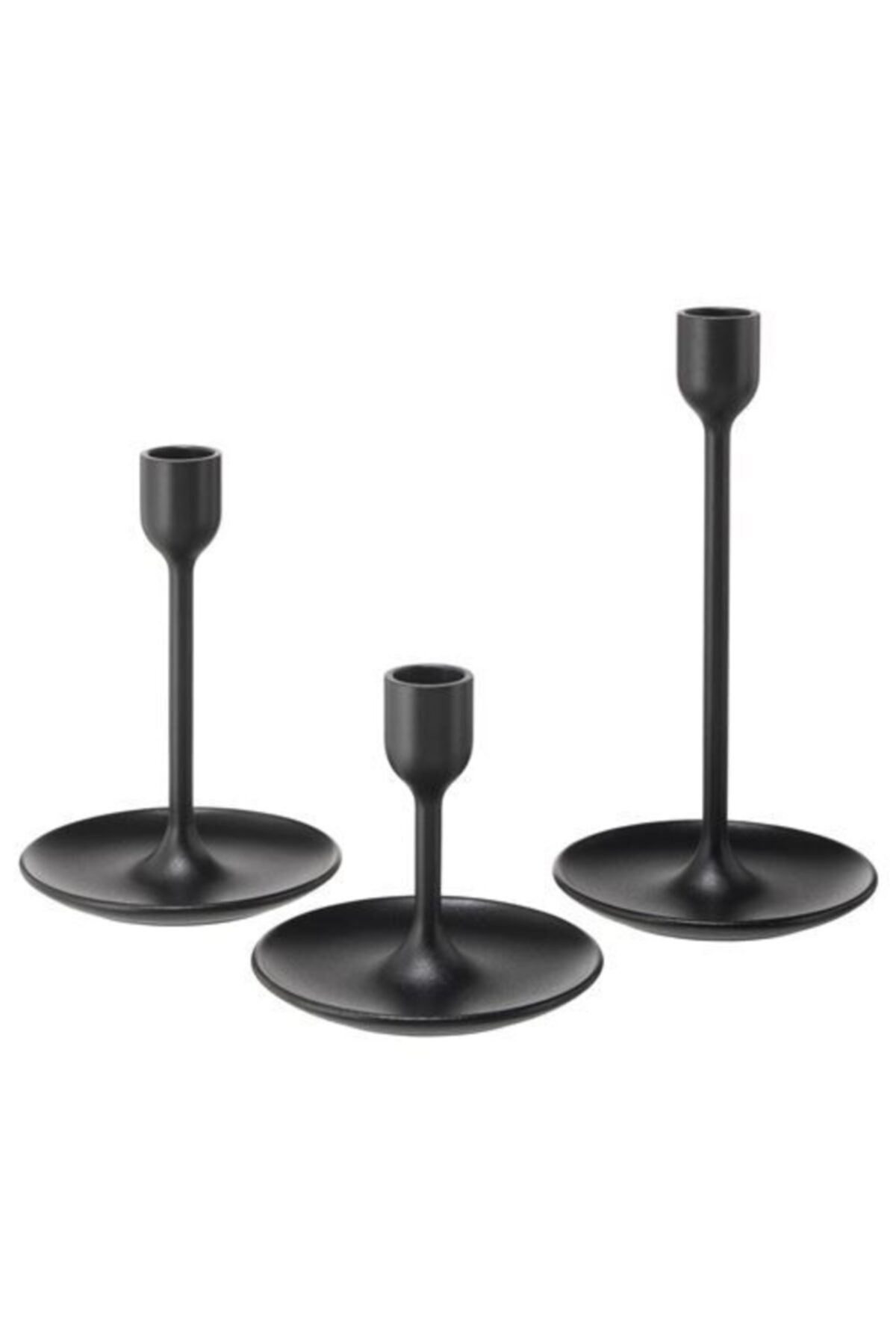 IKEA Siyah Şamdan 3 Adet Meridyendukkan Siyah Renk Mumluk Dekorasyon Şamdan
