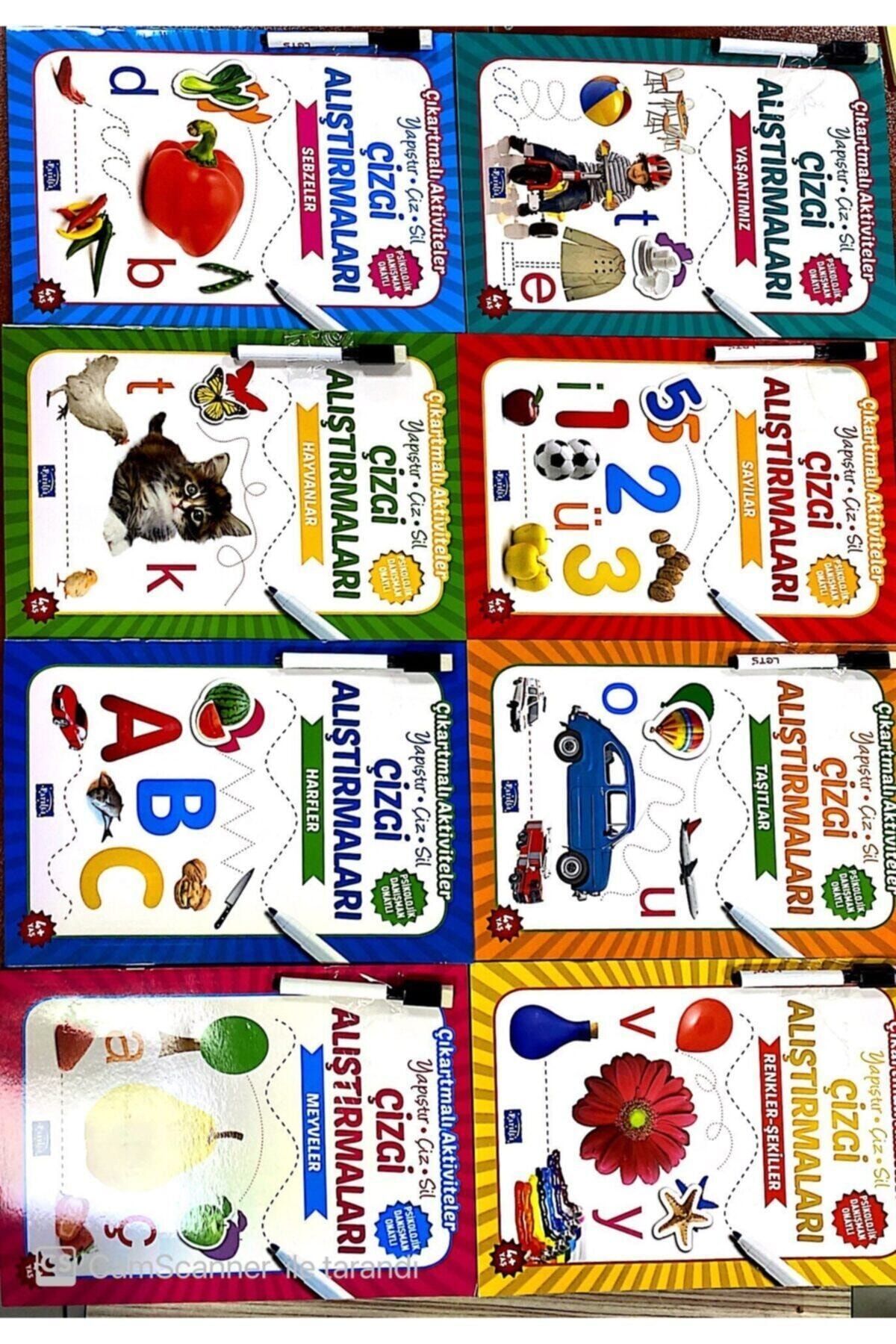 Parıltı Yayıncılık Çıkartmalı Aktiviteler Seti Çizgi Alıştırmaları Silinebilir 8 Kitap Dinamik