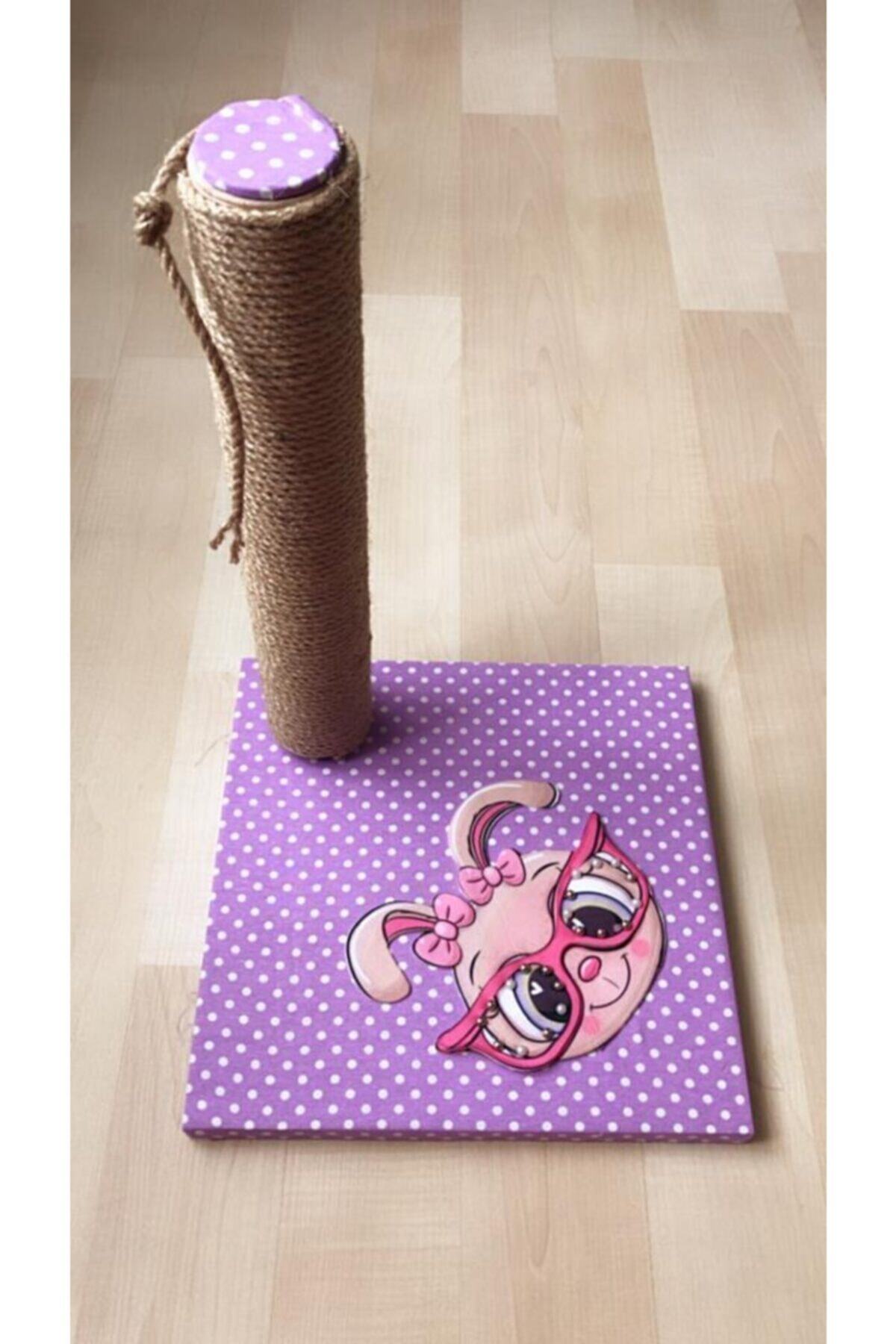HOBİ 40cm Kedi Tırmalama 3boyutlu Desenli Lila Kumaş