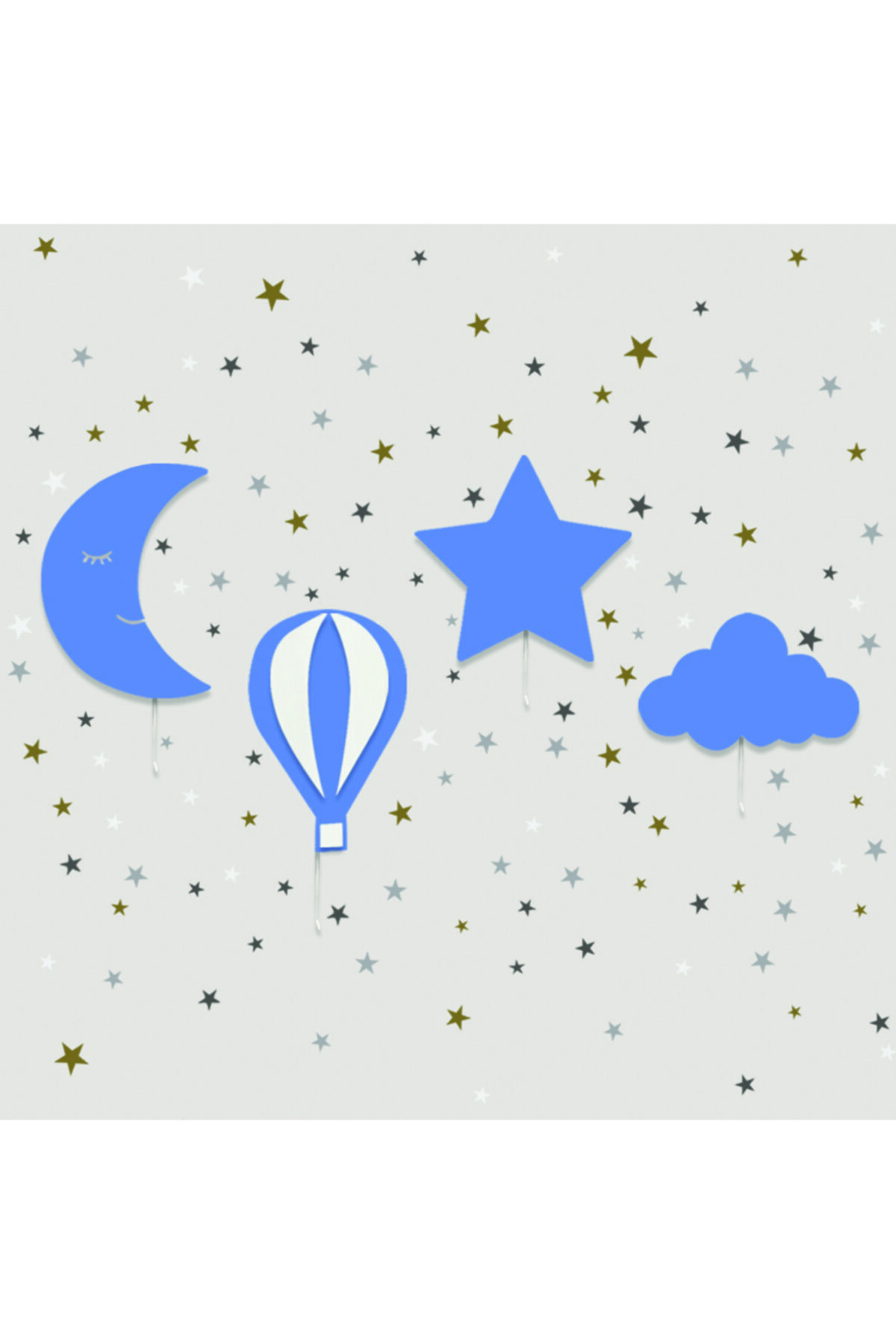 Tinybabyconcept 1 Aydede 1 Bulut 1 Balon 1 Yıldız  Set  ve 200 Beyaz Sticker