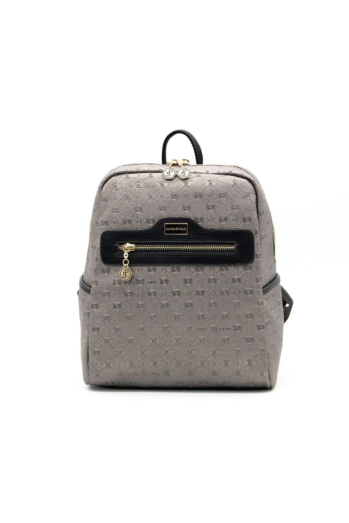 Silver Polo Women s Backpack Platinum Black Nv866 Trendyol