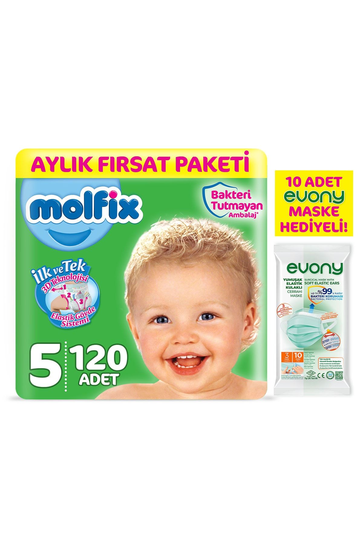 molfix 5 numara bebek bezi 120 adet hediye 10 lu evony maske fiyati trendyol