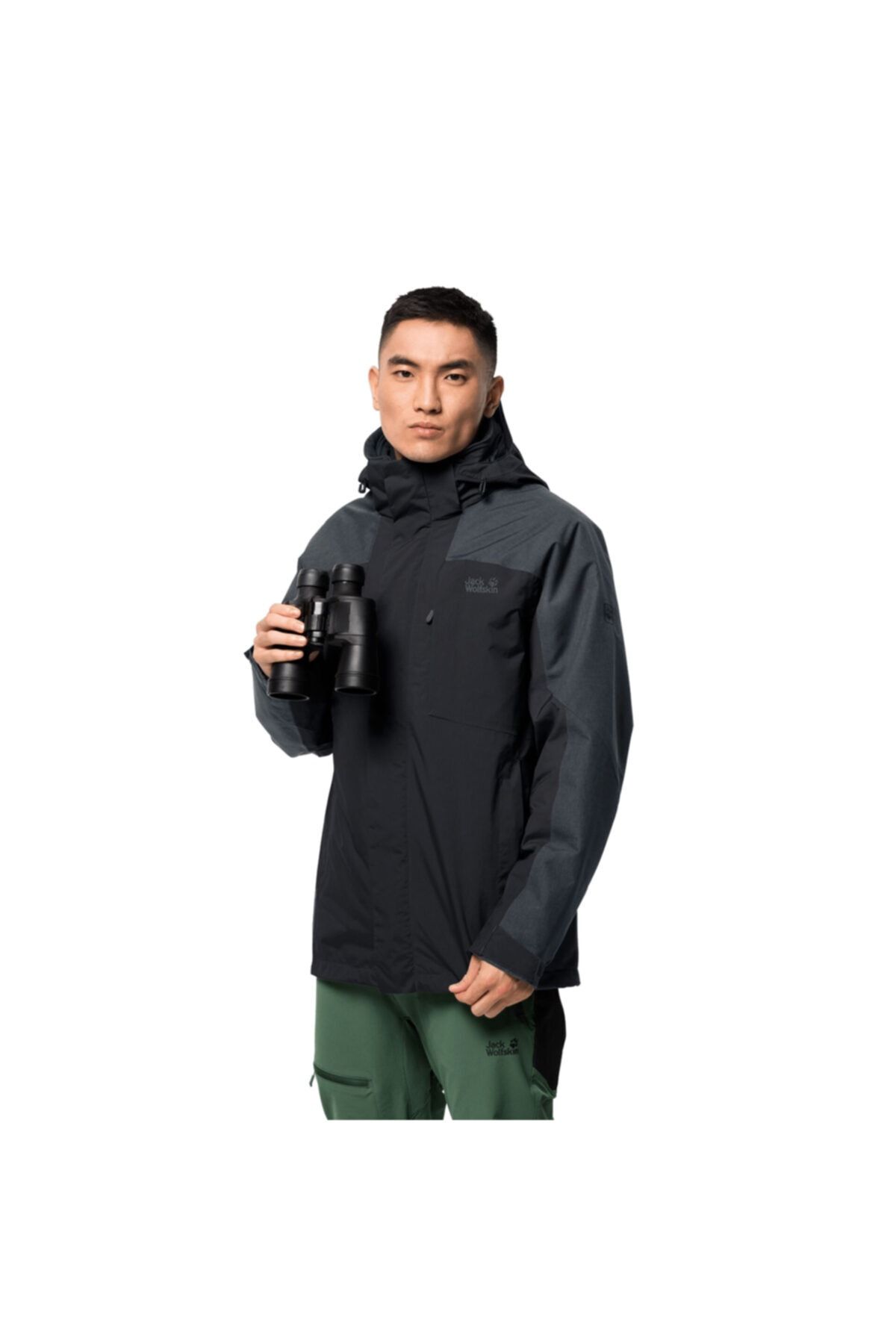 Jack Wolfskin Erkek Siyah Viking Sky 3in1 3 Katmanlı Outdoor Mont 11079