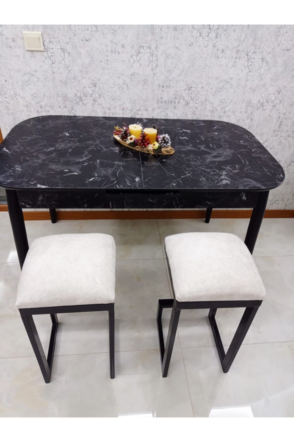 Turgut Çelik eşya Bar Taburesi (80cm Ile 90cm Ada Mutfak Için Ideal Ölçü)
