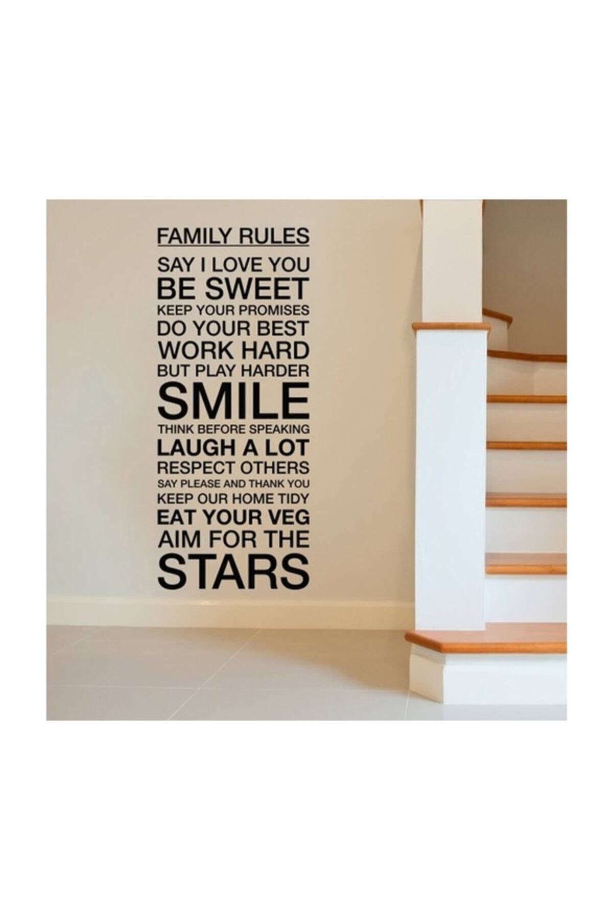 KT Decor Family Rules Modern Duvar Sticker