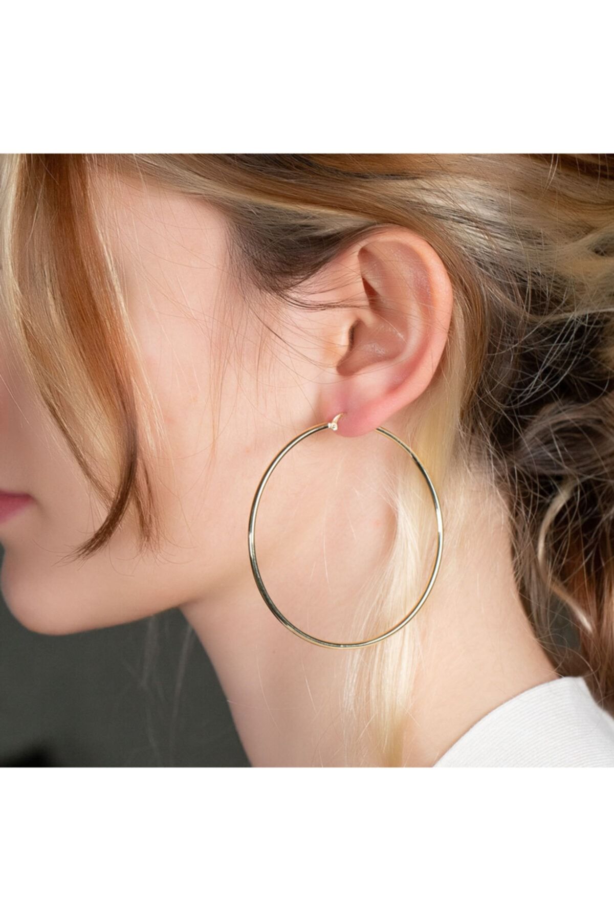 Arden Gold Basic Halka Küpe En Büyük Boy - Mnku022