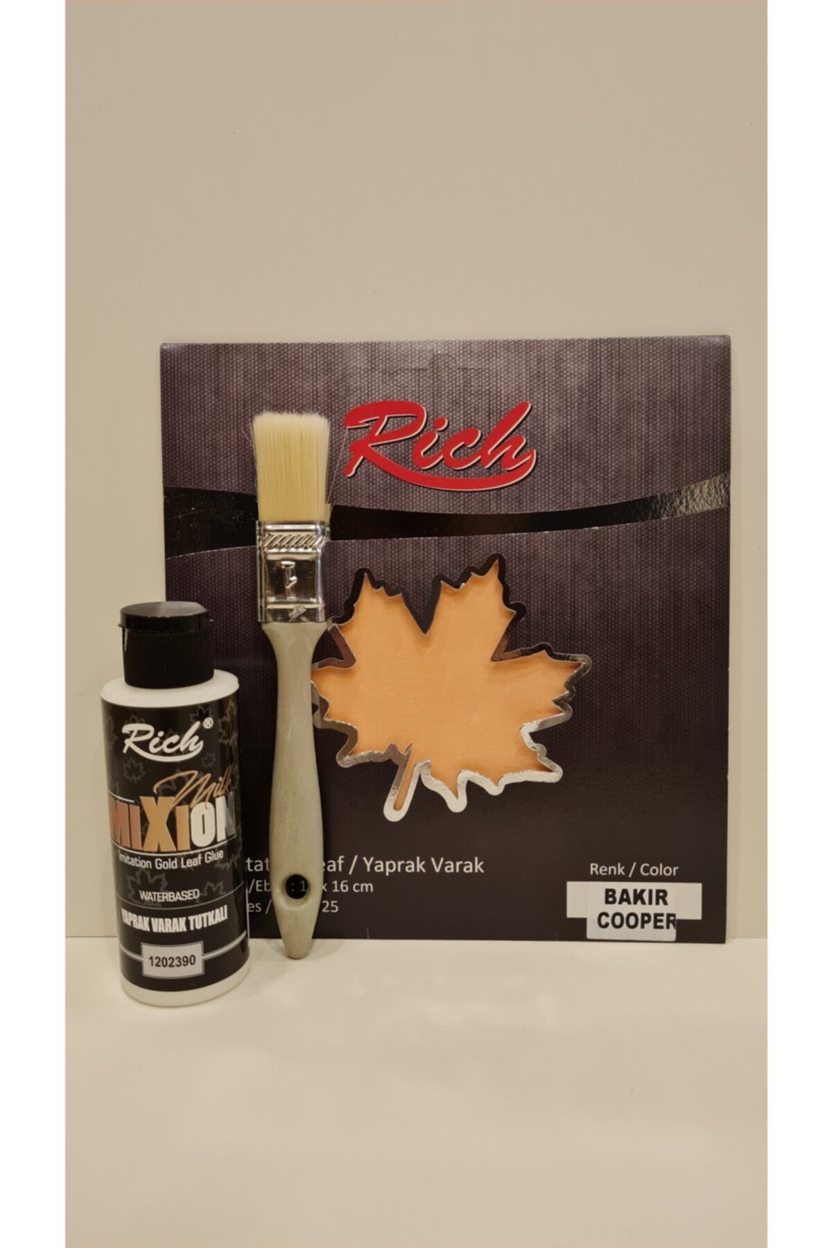 Rich Bakır (cooper) Yaprak Varak Seti ( Mixion , Fırça Ve 25 Adet 16x16 Bakır Varak )