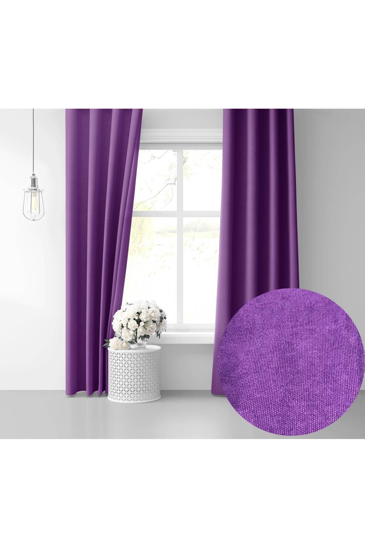 Perle Home Daily Series Menekşe Moru Ada Fon Perde