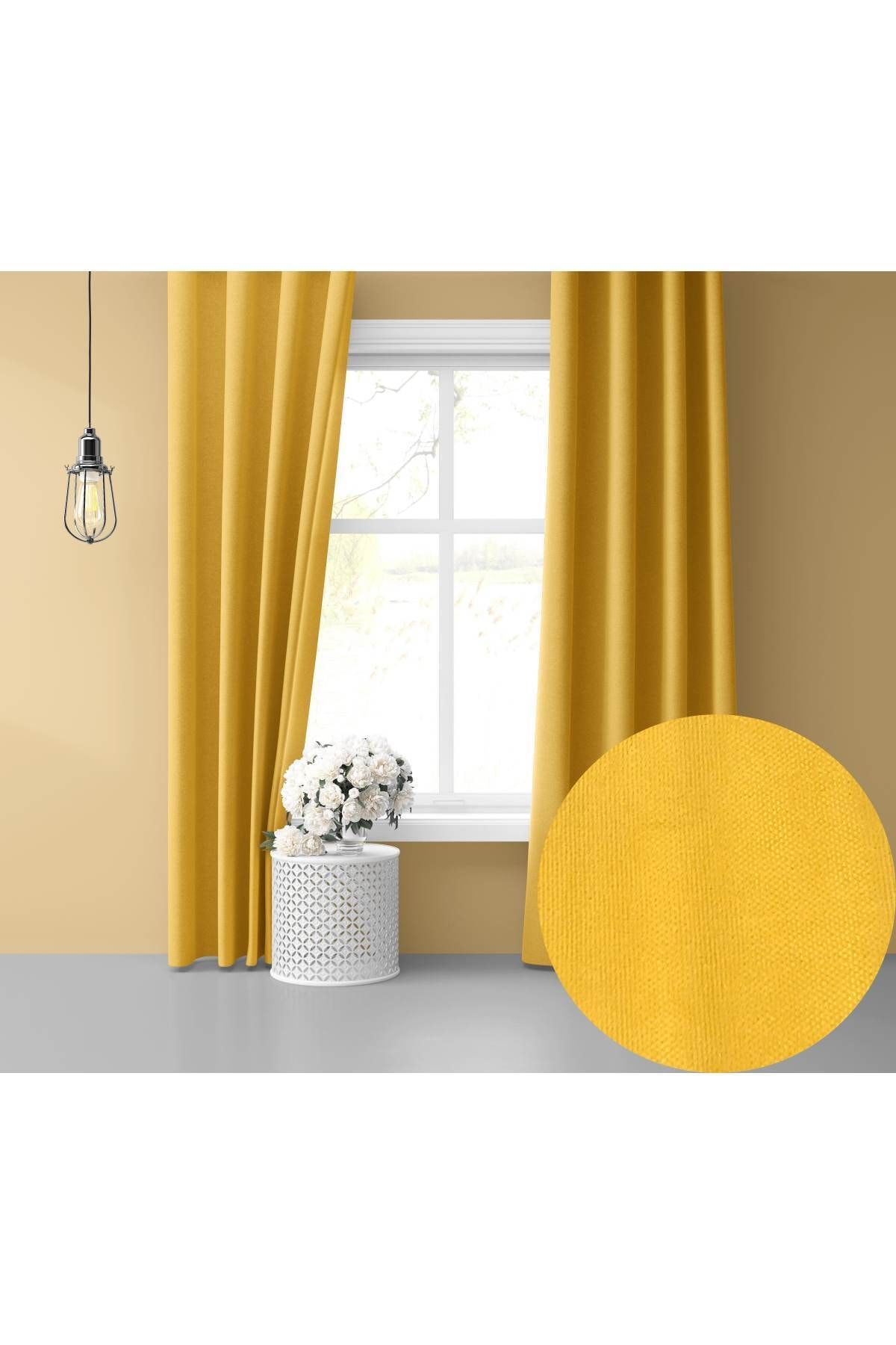 Perle Home Daily Series Güneş Sarısı Ada Fon Perde