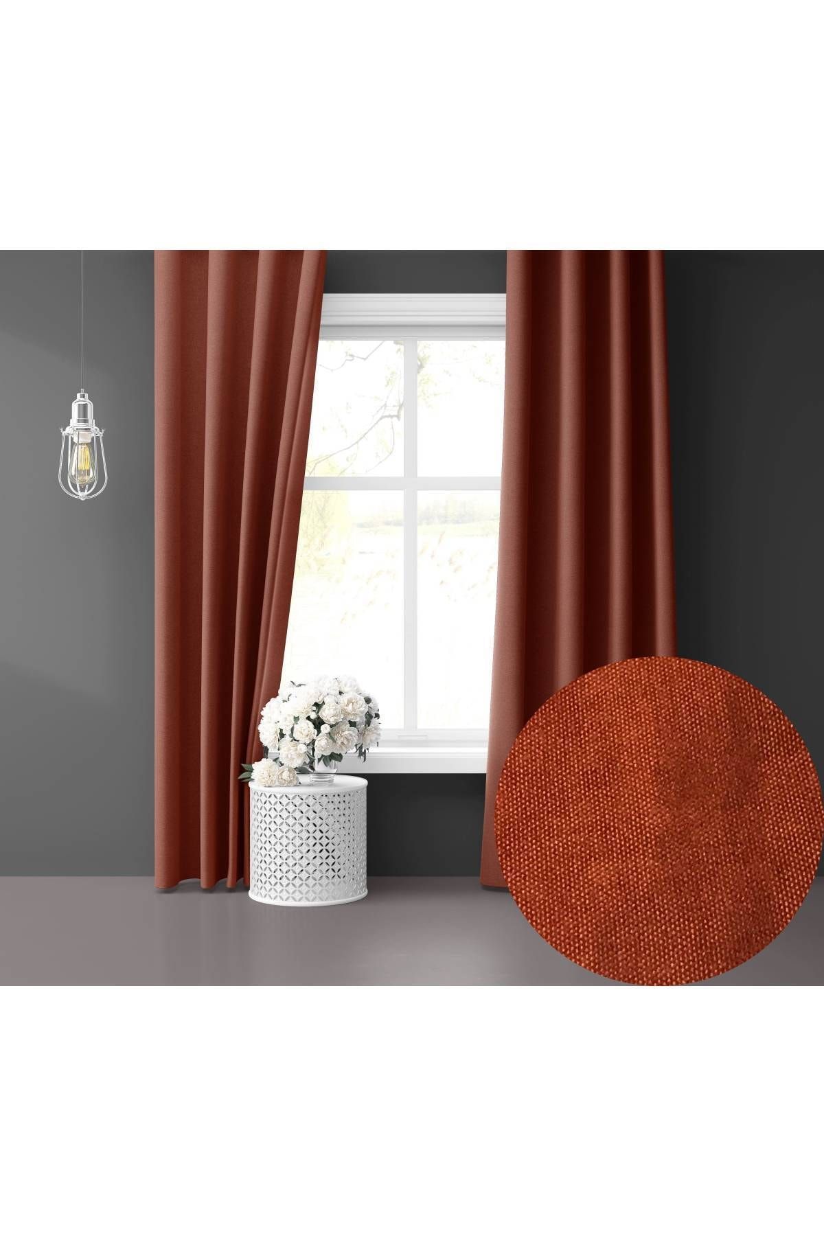 Perle Home Daily Series Tarçın Rengi Ada Fon Perde