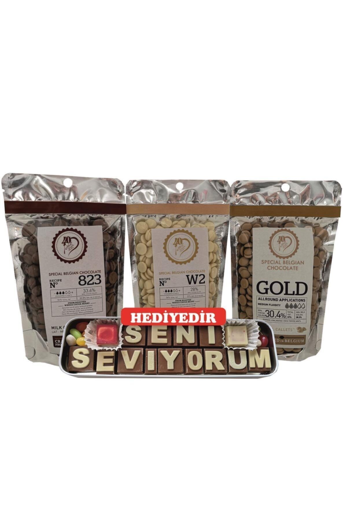 Callebaut Sütlü Çikolata 200 gr Beyaz Çikolata 200 gr Karamelli Çikolata 200 gr