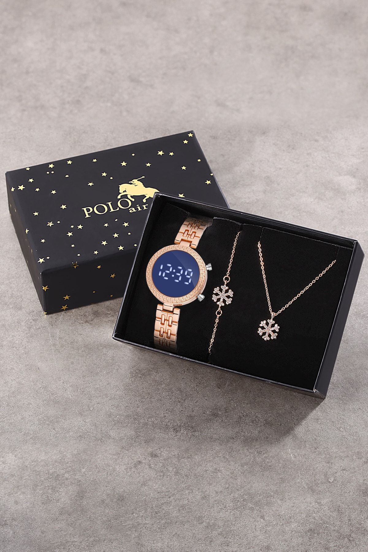Polo Air Kadın Set  Kol Saati Bileklik Kolye Set