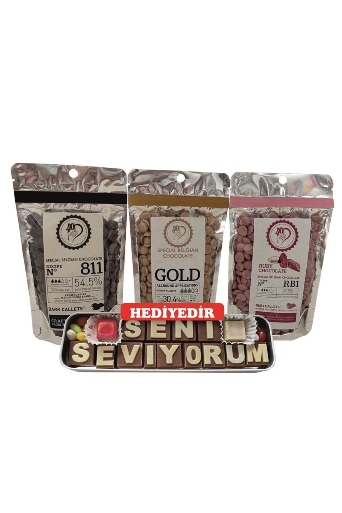 Callebaut Bitter Çikolata 200 gr Karamelli Çikolata 200 gr Ruby Çikolata 200 gr