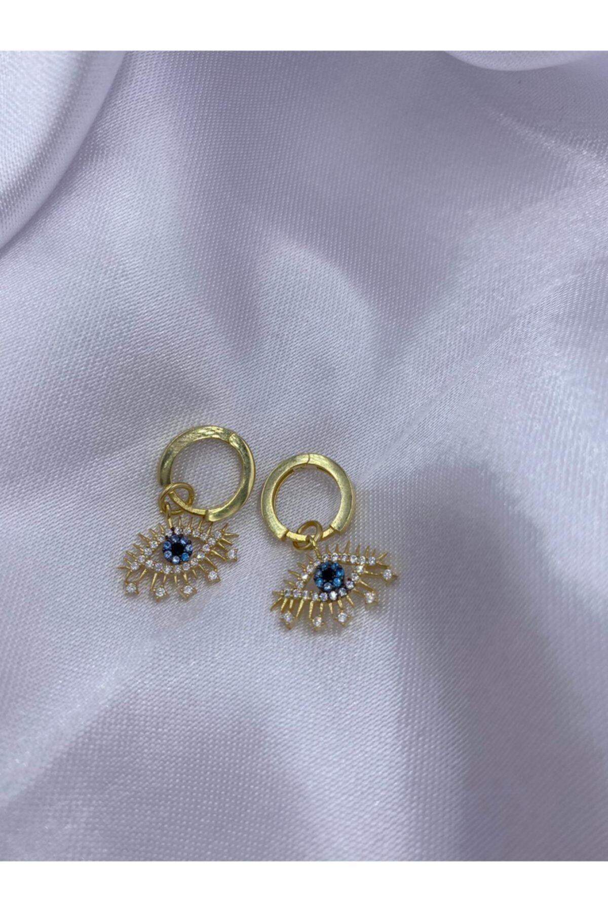 Amon Jewelry 925 Ayar Gümüş Kirpikli Göz Uçlu Küpe Tekli