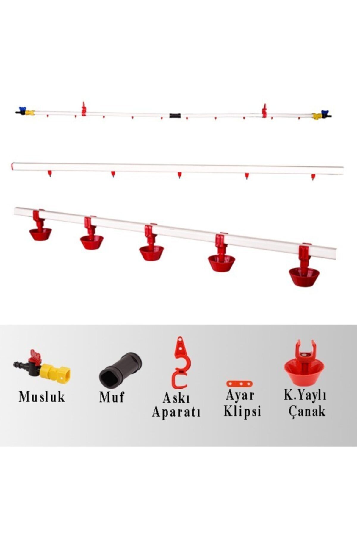 mutlu tavukçuluk Nipel Suluk Sistemi 50 Metre Hat Yaylı Çanaklı