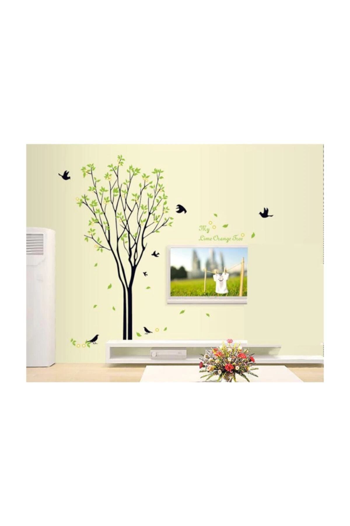 KT Decor Duvar Sticker Ev Dekorasyonu Ağaç Ve Kuşlar Kendinden Yapışkanlı Duvar Sticker