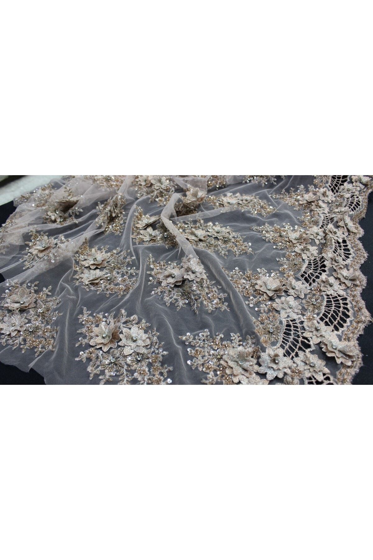 lemteks kumaş Boncuklu 14 Metre Dantel Kumaş Ml1014
