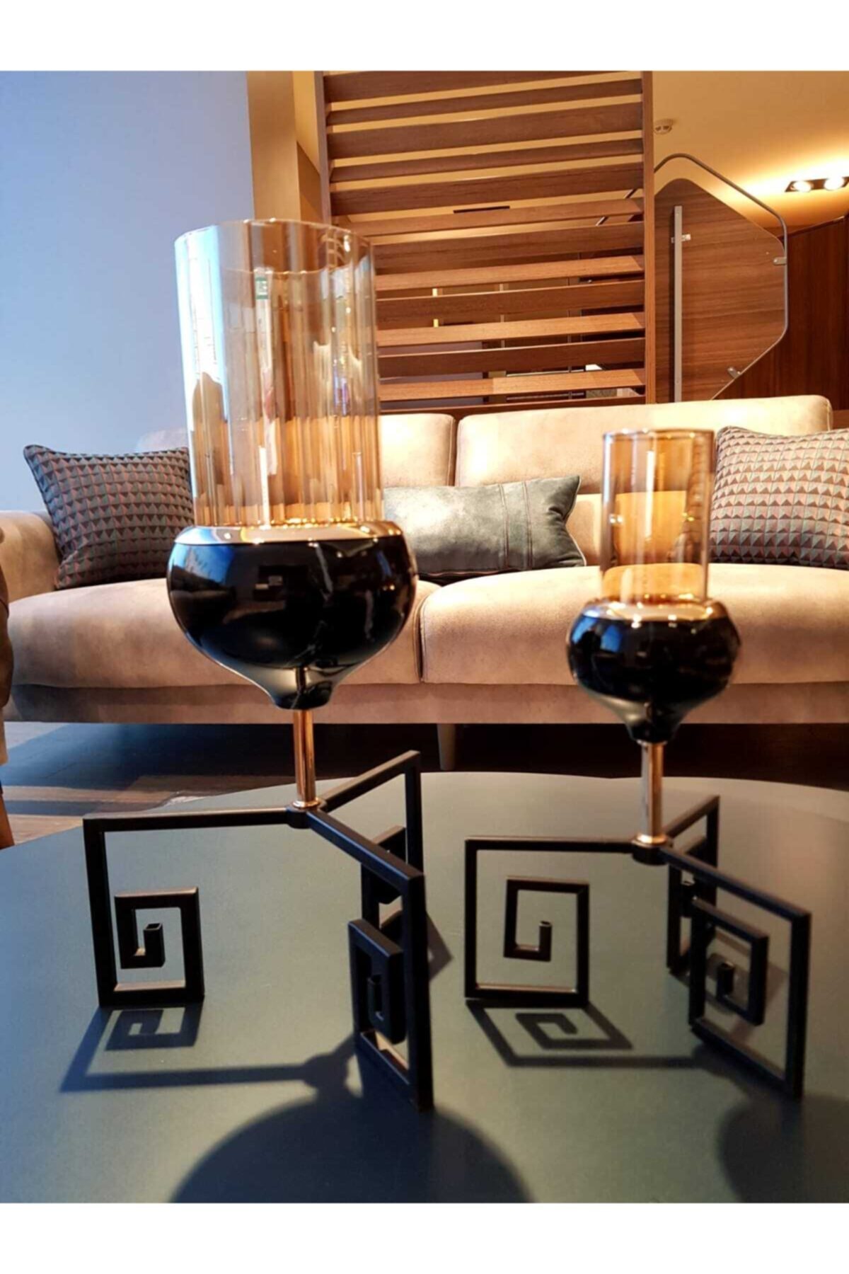 KIRAT HOME DESIGN Şık Versace Dekoratif 2li Mumluk