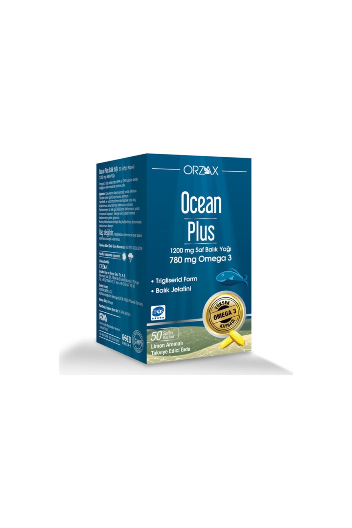 Ocean Ocean Plus 1200 Mg Balık Yağı 50 Kapsül Limon Aromalı