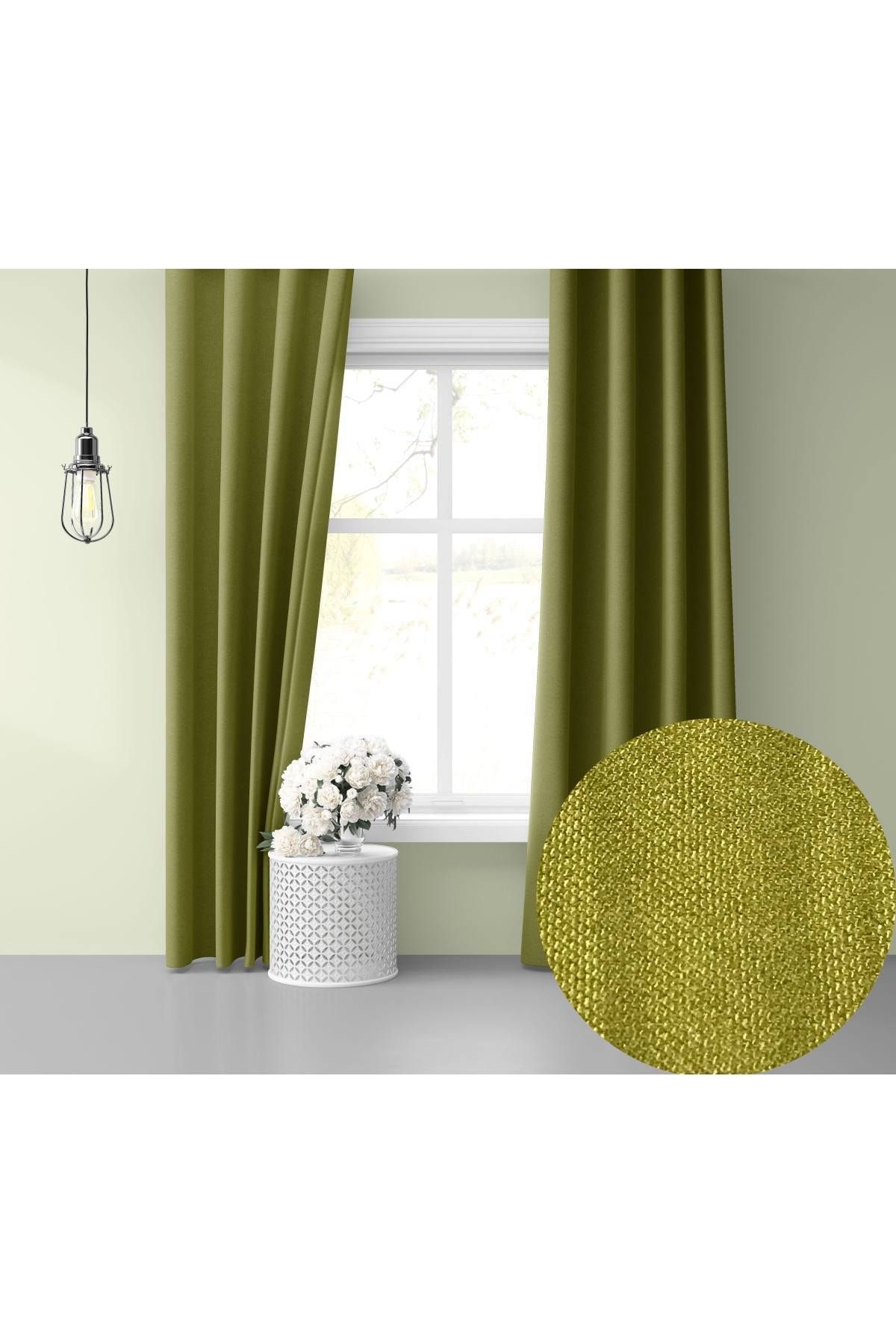 Perle Home Daily Series Kivi Yeşili Ada Fon Perde