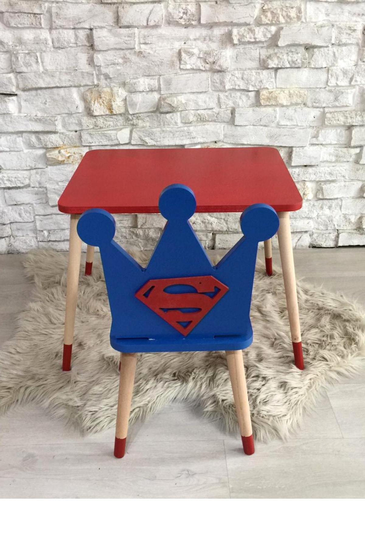 GO BABY Superman Model Masa Sandalye