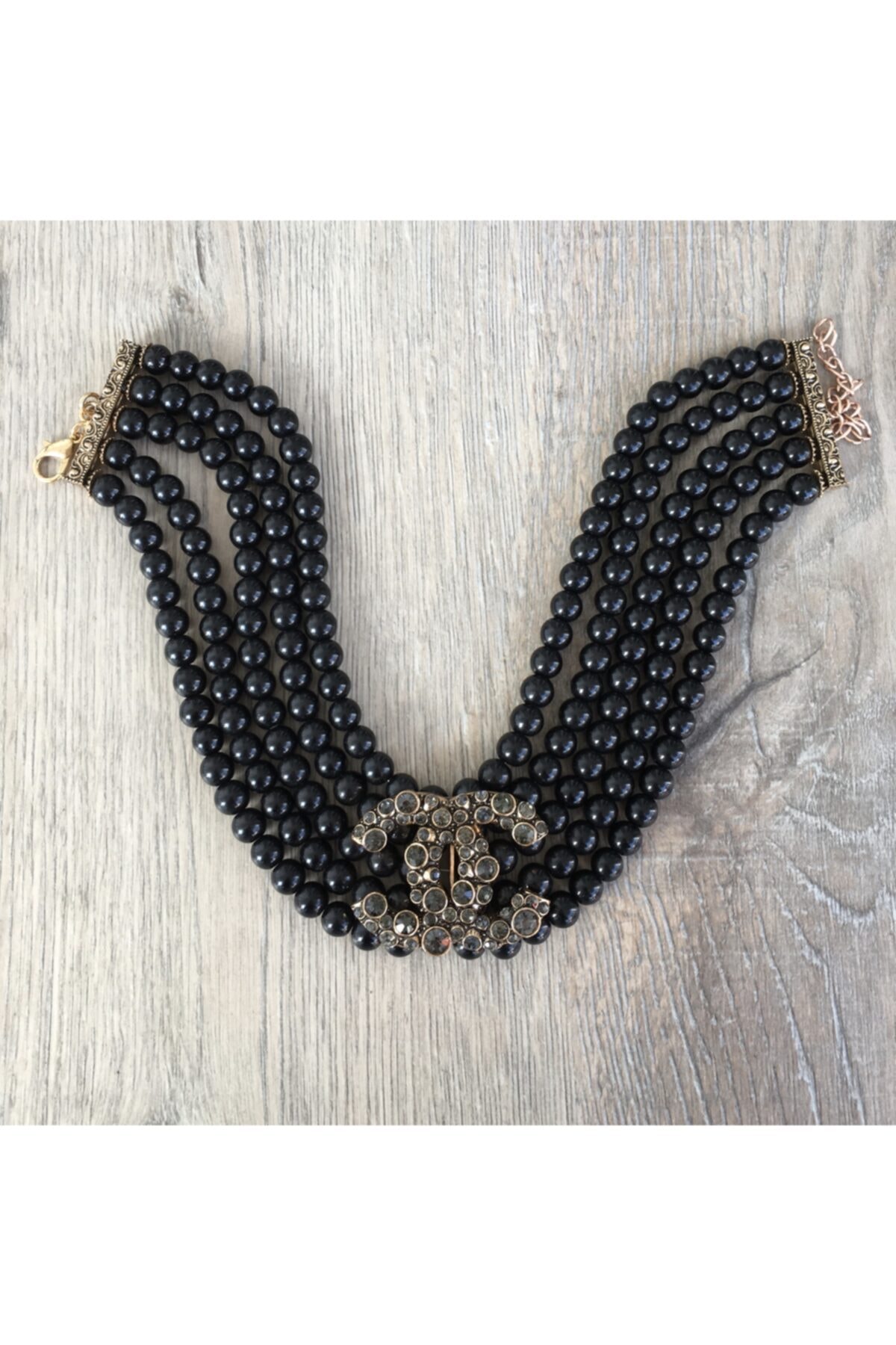 by katrem Siyah  Montür Taşlı Choker