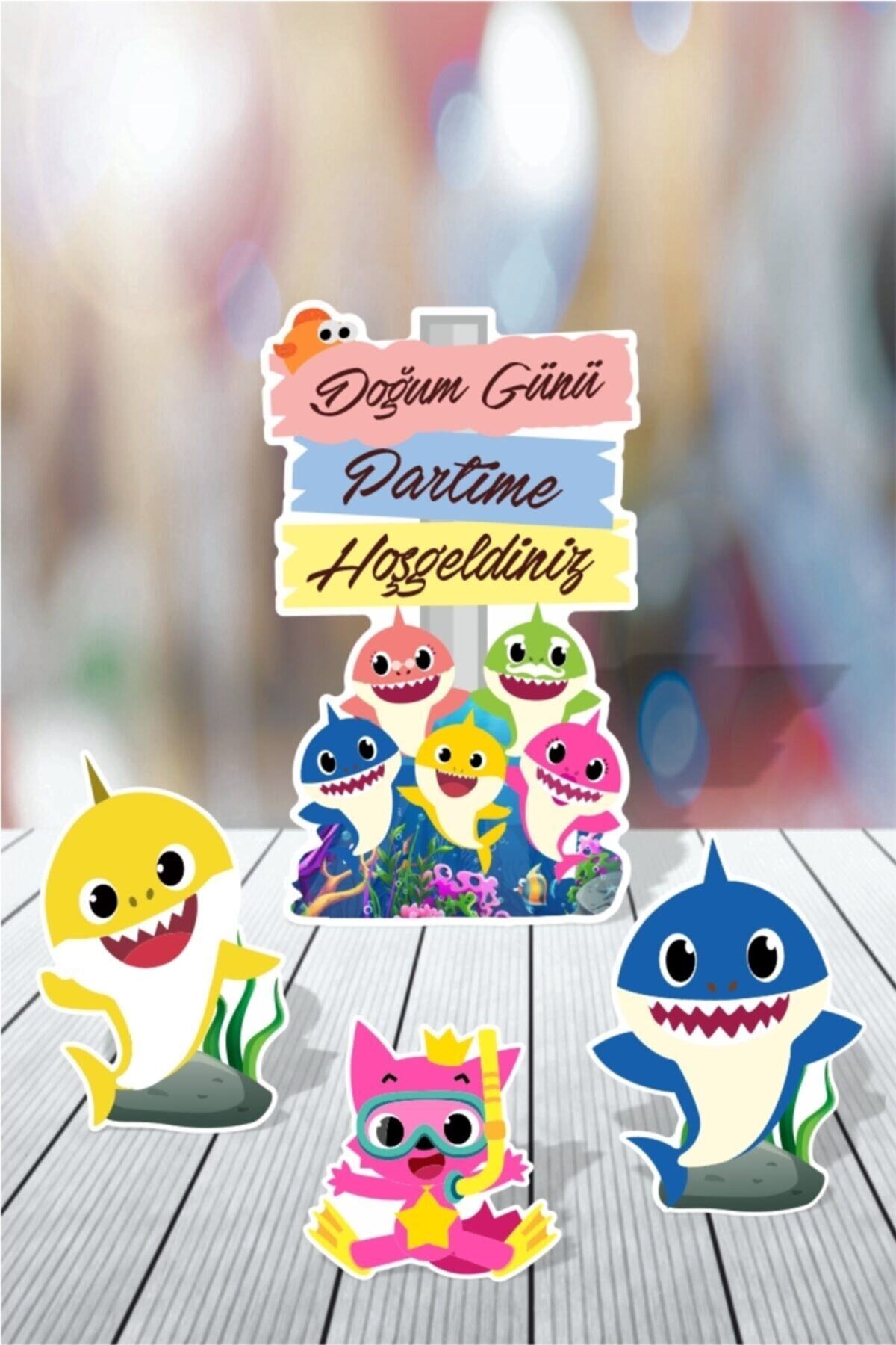 neseligünlerim Baby Shark Ayaklı Pano Seti ( Masa Üstü ) ** Kalın Kağıt