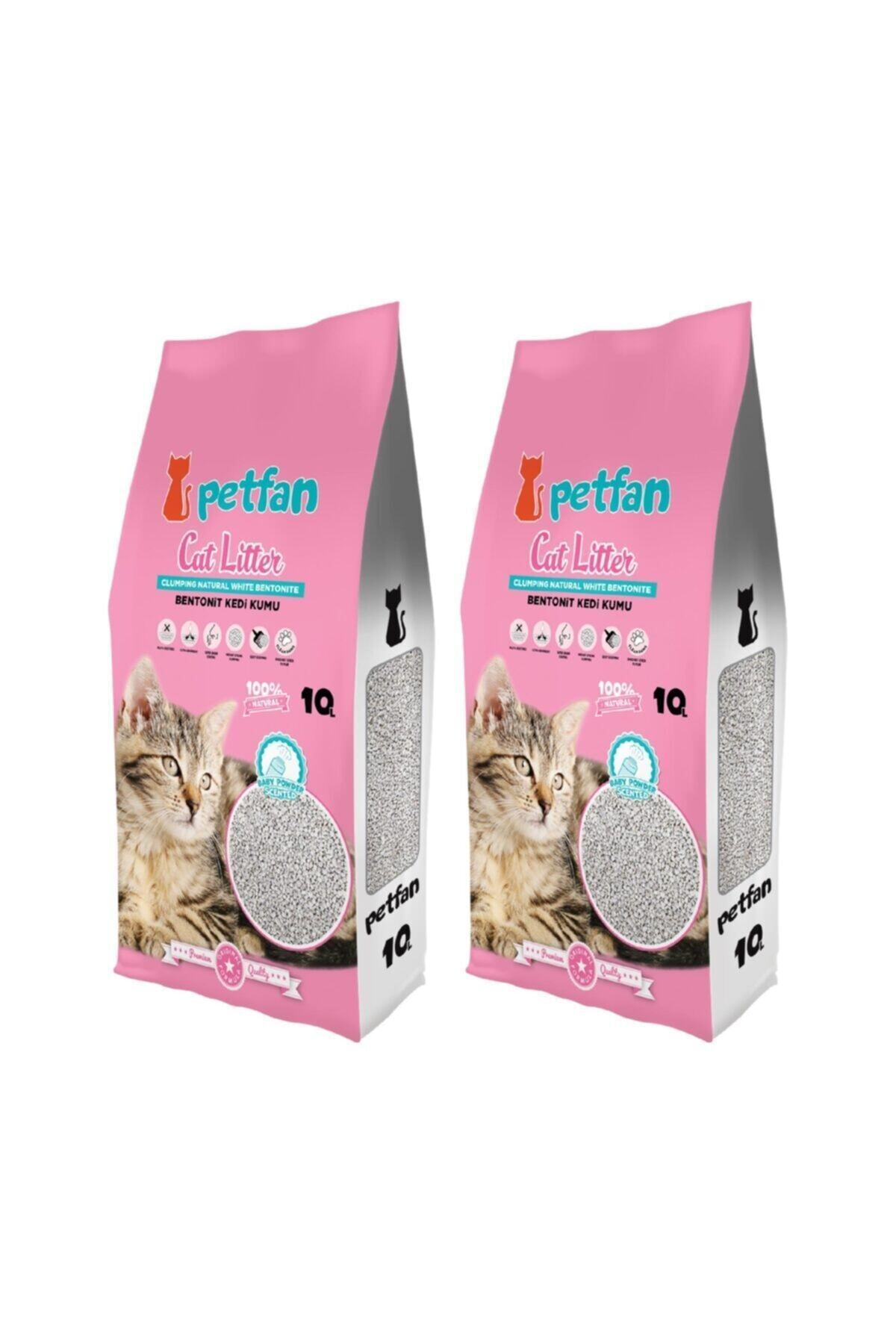 PETFAN 10l Bebek Pudrası Kokulu Bentonit Kedi Kumu (2*10l)