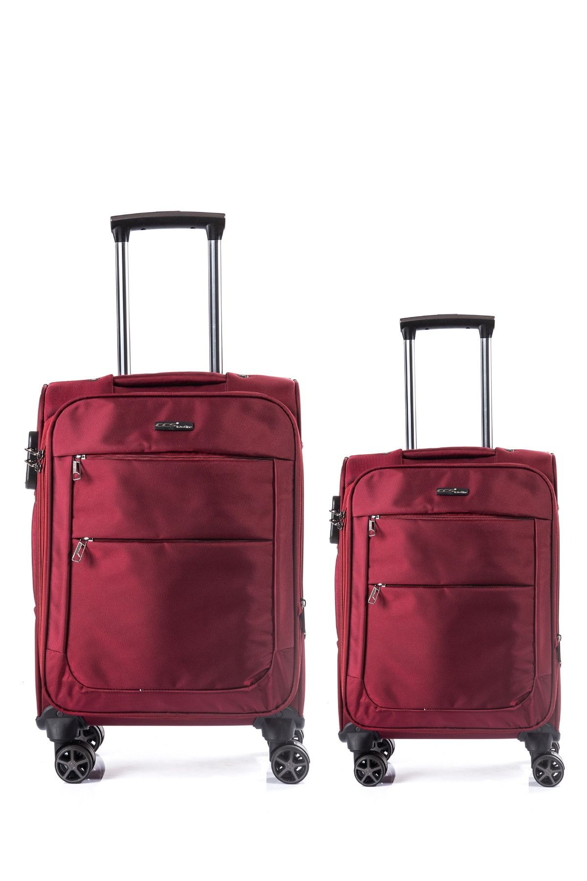 ÇÇS 2'li Valiz Seti Kumaş Büyük Boy Ve Kabin Boy Bordo 2'li Set