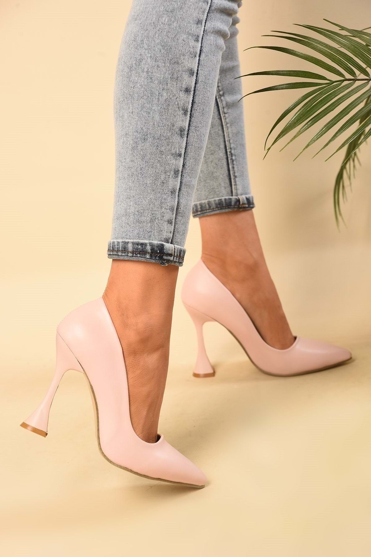 Shoeberry Kadin Pudra Cilt Klasik Topuklu Ayakkabi