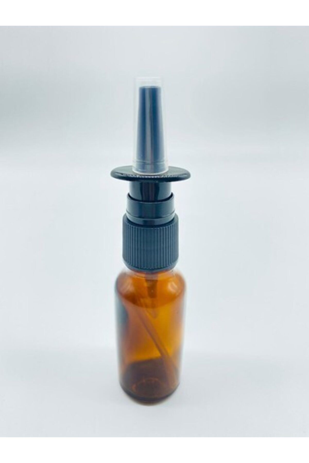 CAMBURADA CAMGEN Burun Sprey Başlıklı Siyah Kapaklı Cam Amber Şişe 10 Adet 20ml