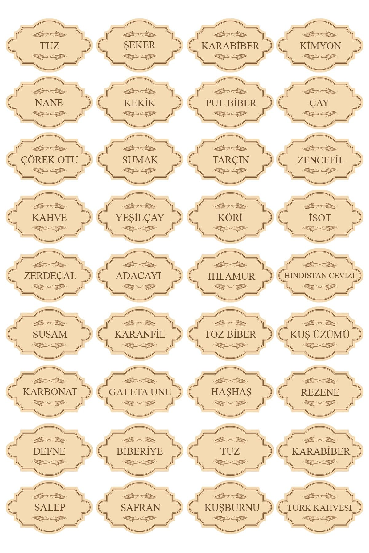 Moccoll Retro Tasarım Baharatlık Sticker Kavanoz Etiketi 36 Adet