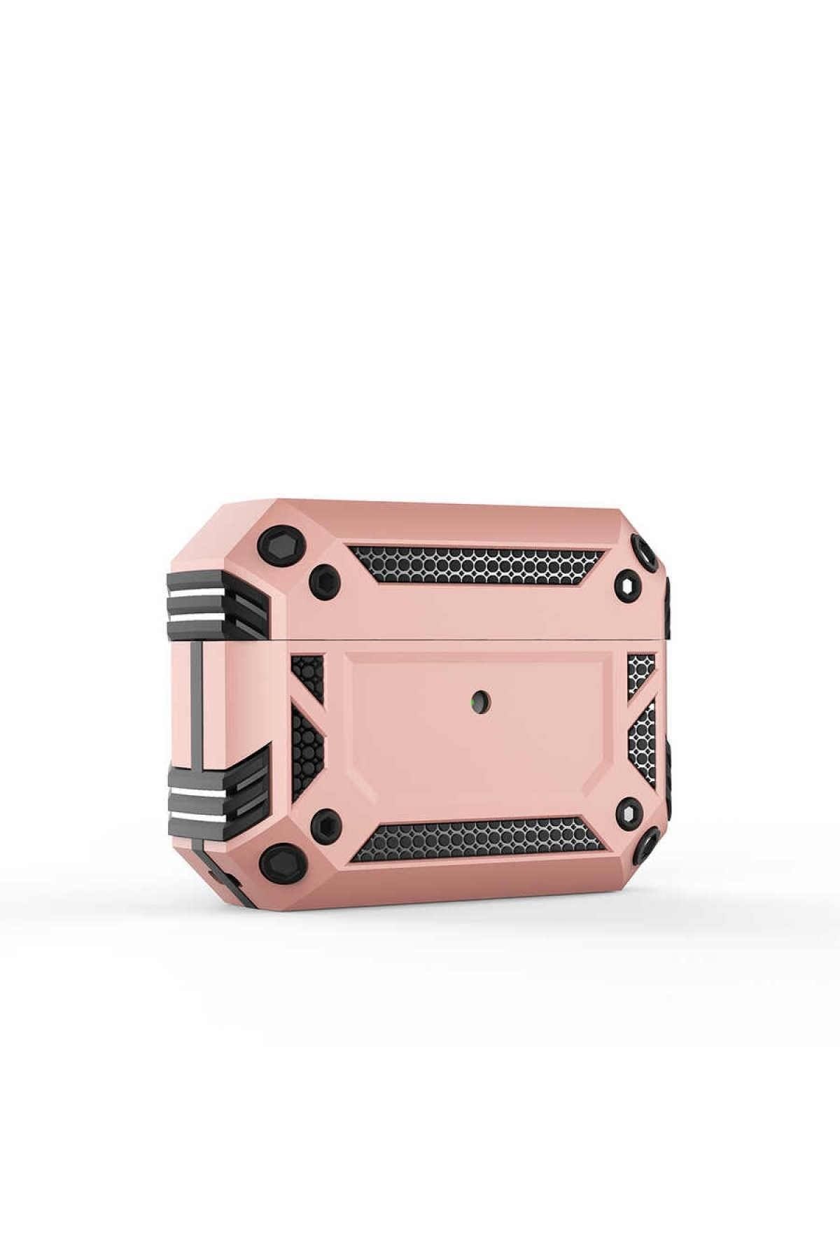 CaseWorld Apple Airpods Pro Uyumlu Zırh Korumalı Kılıf - Rose Gold