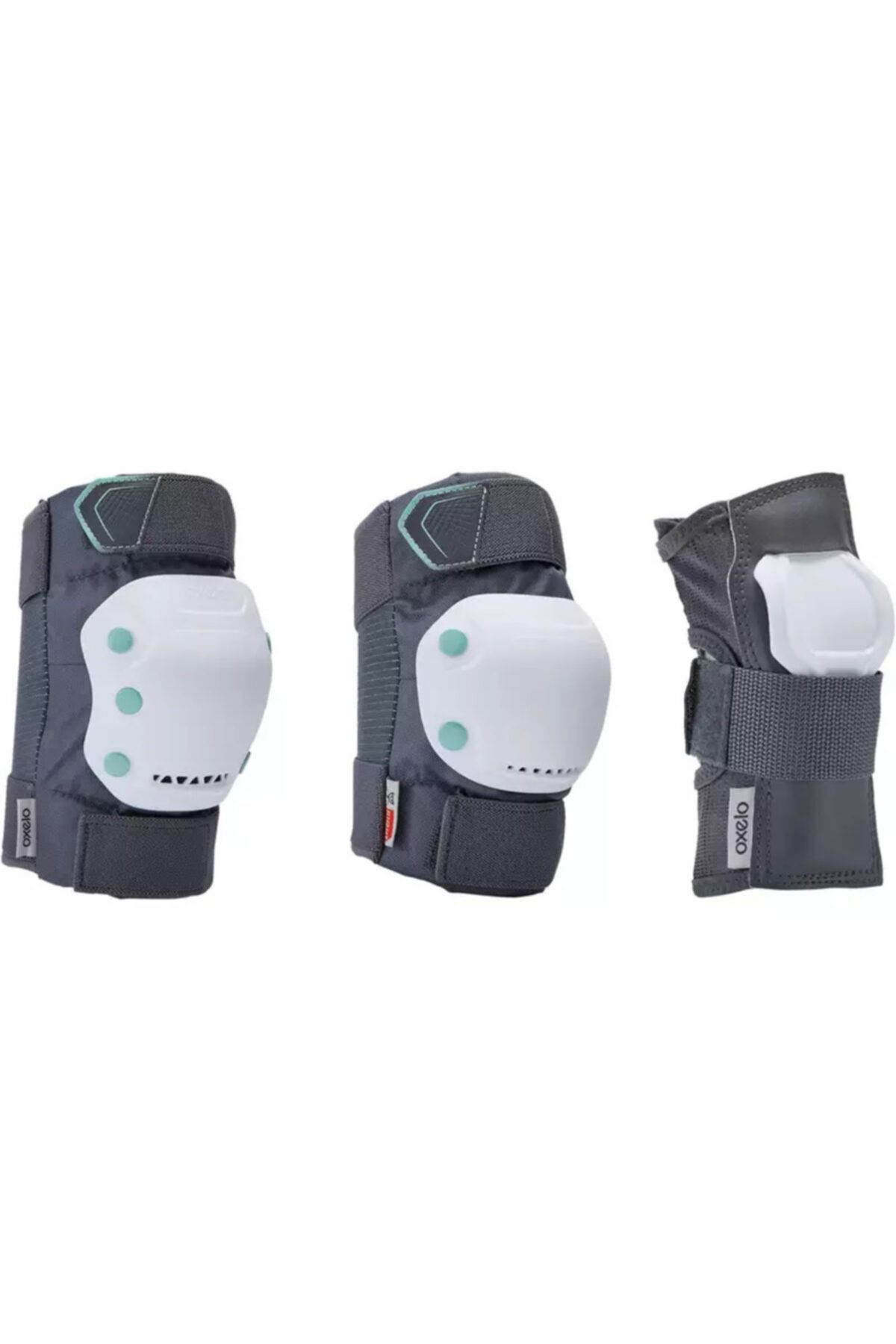 oxelo Cn Ticaret Yetişkin Dizlik & Dirseklik & Bileklik Seti - Paten / Kaykay / Scooter Gri L