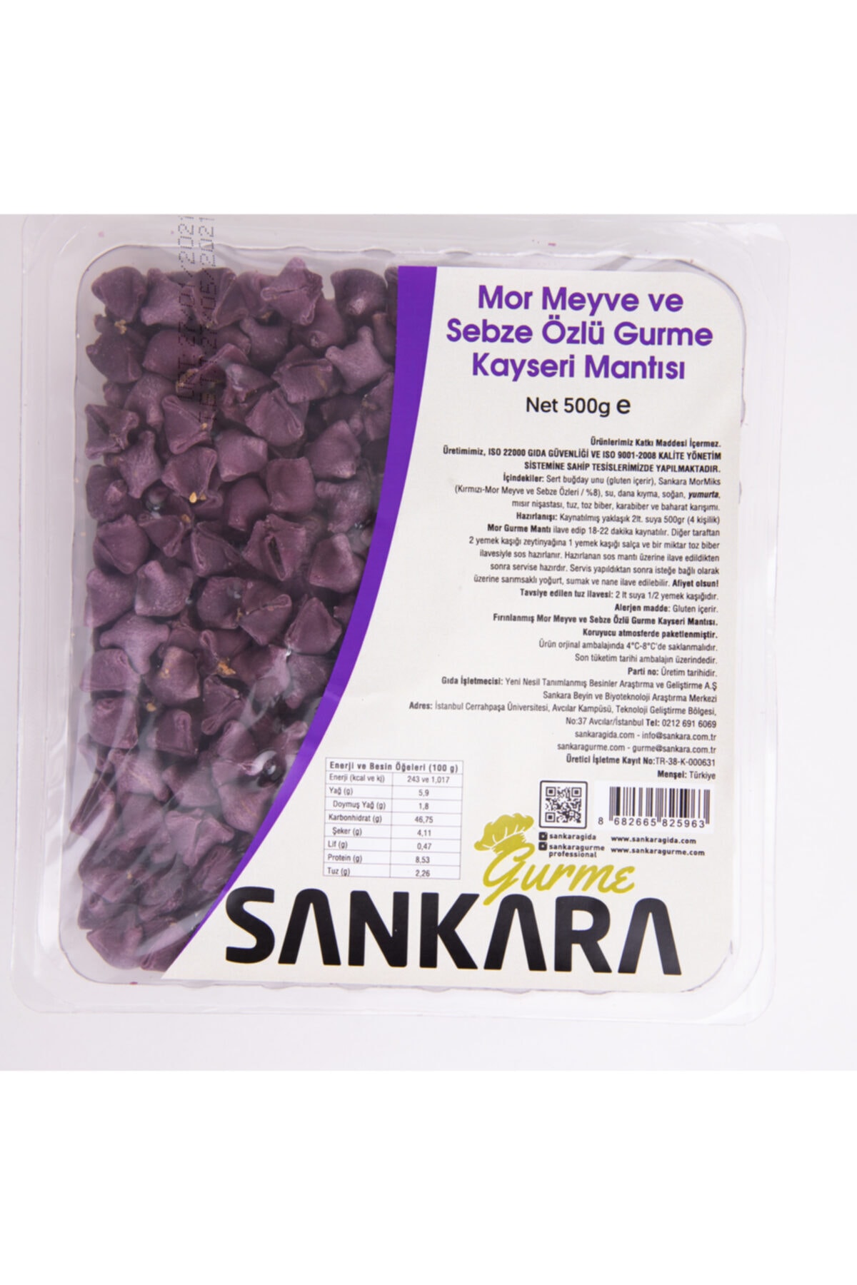 Sankara Mor Meyve Ve Sebze Özlü Gurme Kayseri Mantısı 500gr