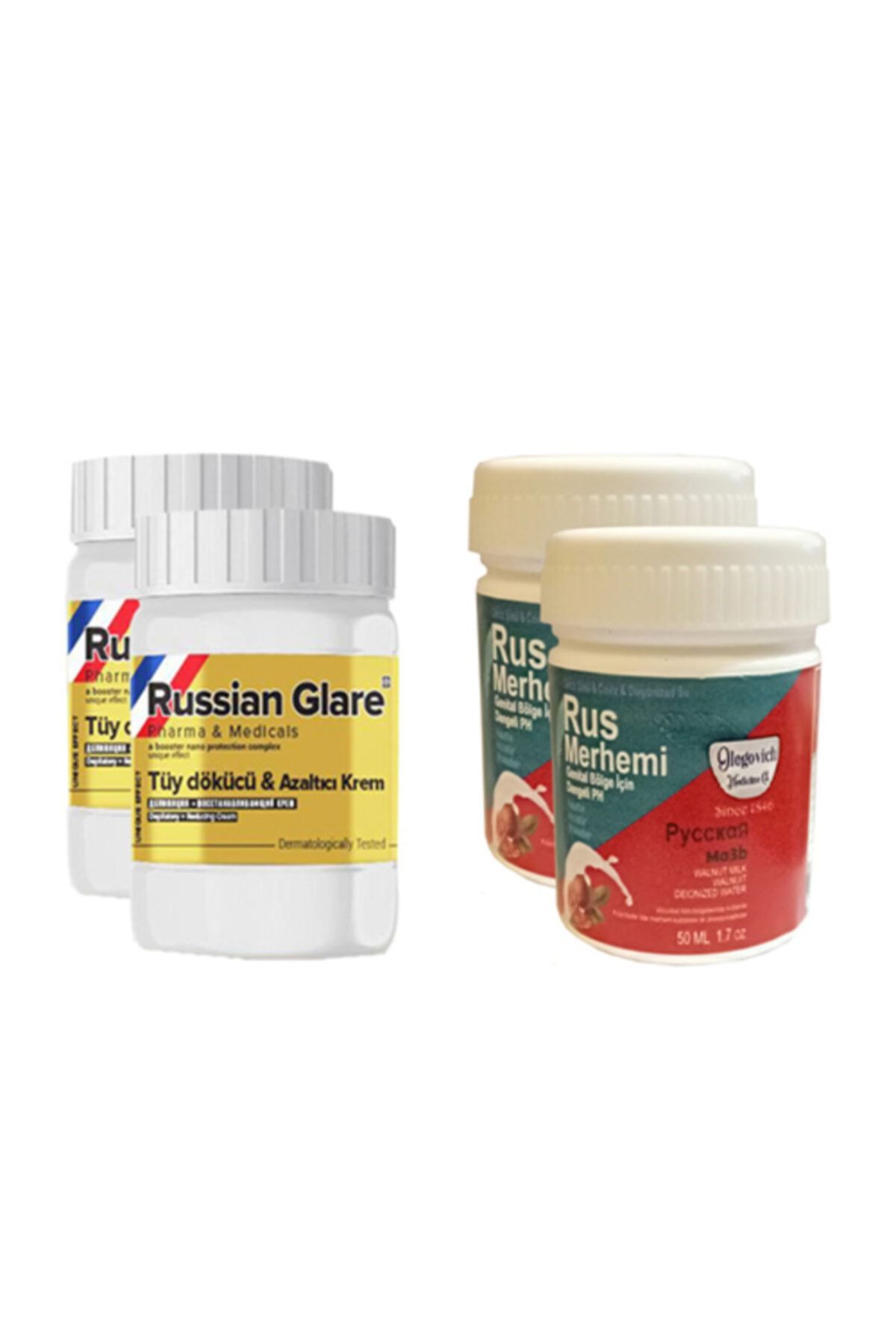 Olegovich Medicine Russıan Glare Tüy Dökücü Azaltıcı Merhem 50 Ml 2 Ad + Rus Merhemi Genital Bölge Kremi 50 Ml 2 Ad