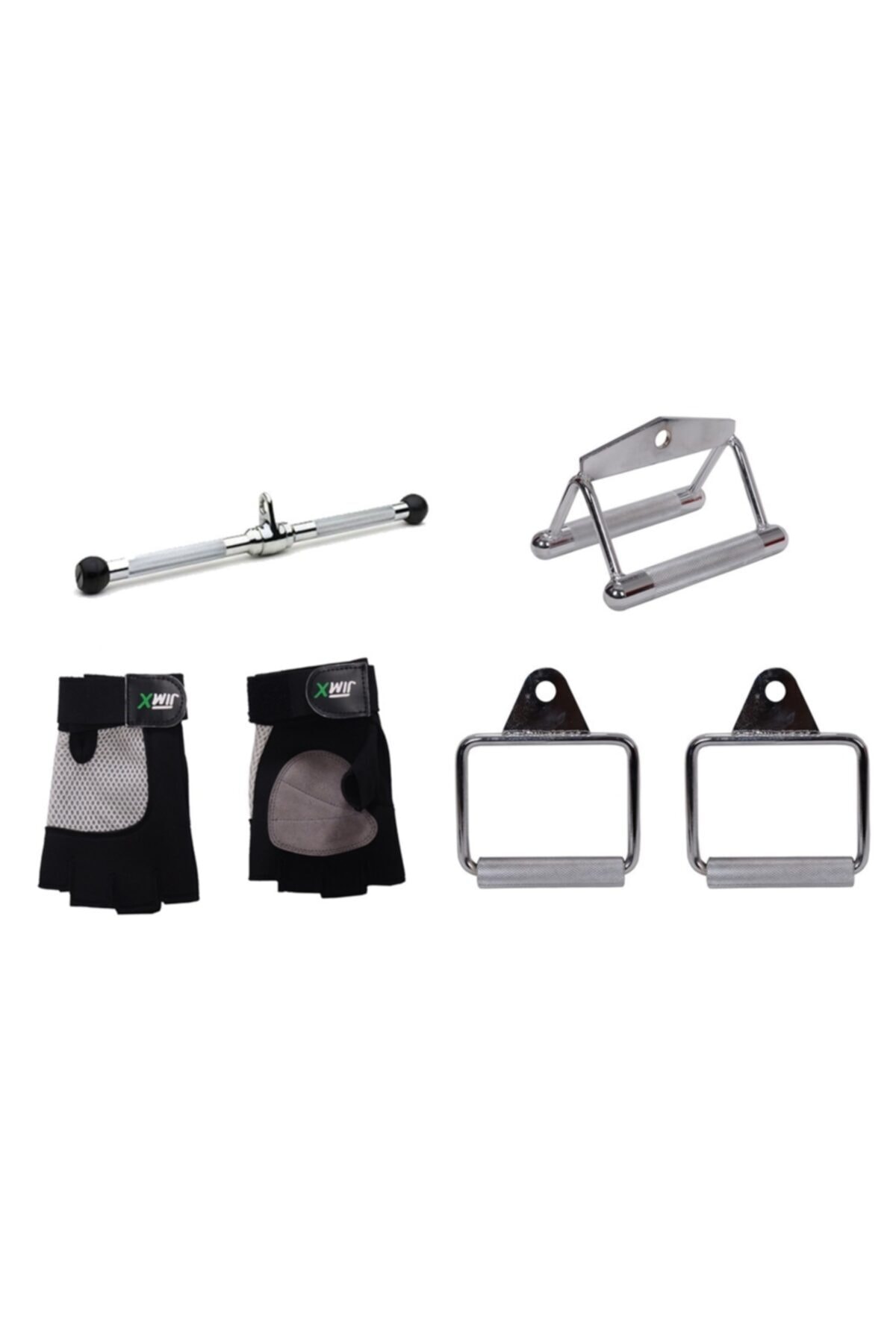 JIMX Lat Pushdown Bar Sırt Kanat Çekiş Cable Crossover Tek El Çekiş Aparat Set ve Eldiven