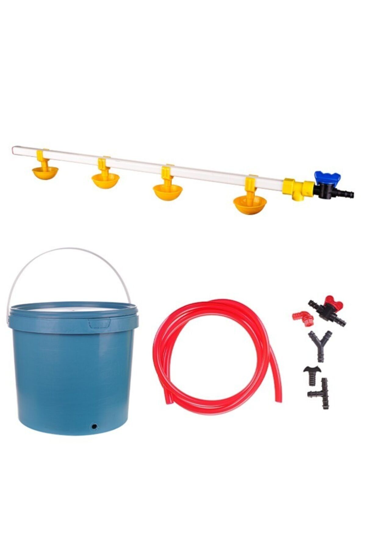 mutlu tavukçuluk Nipel Tavuk Suluğu 4 Nipelli Yaylı Çanaklı 60 Civcivlik Set-29