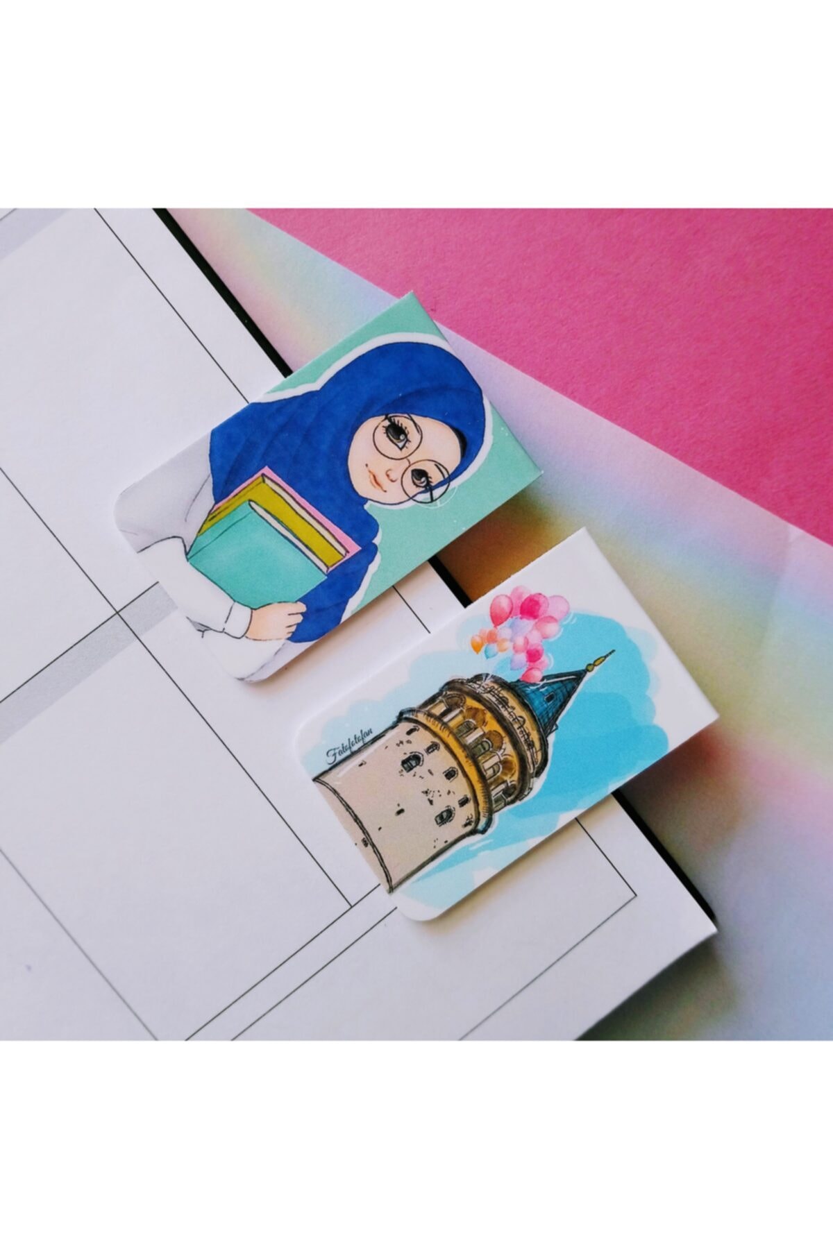 Fatofotofan Mıknatıslı Galata Kulesi,kız Kulesi Ve Kapalı Kız Tasarımlı 2'li Ayraç Seti,