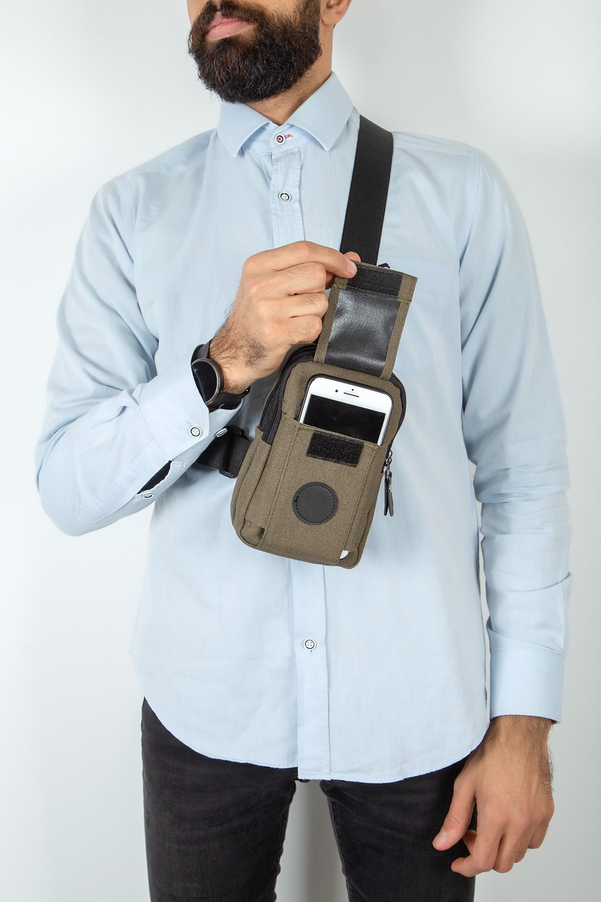 Newish Polo Telefon Bölmeli Kanvas Çanta